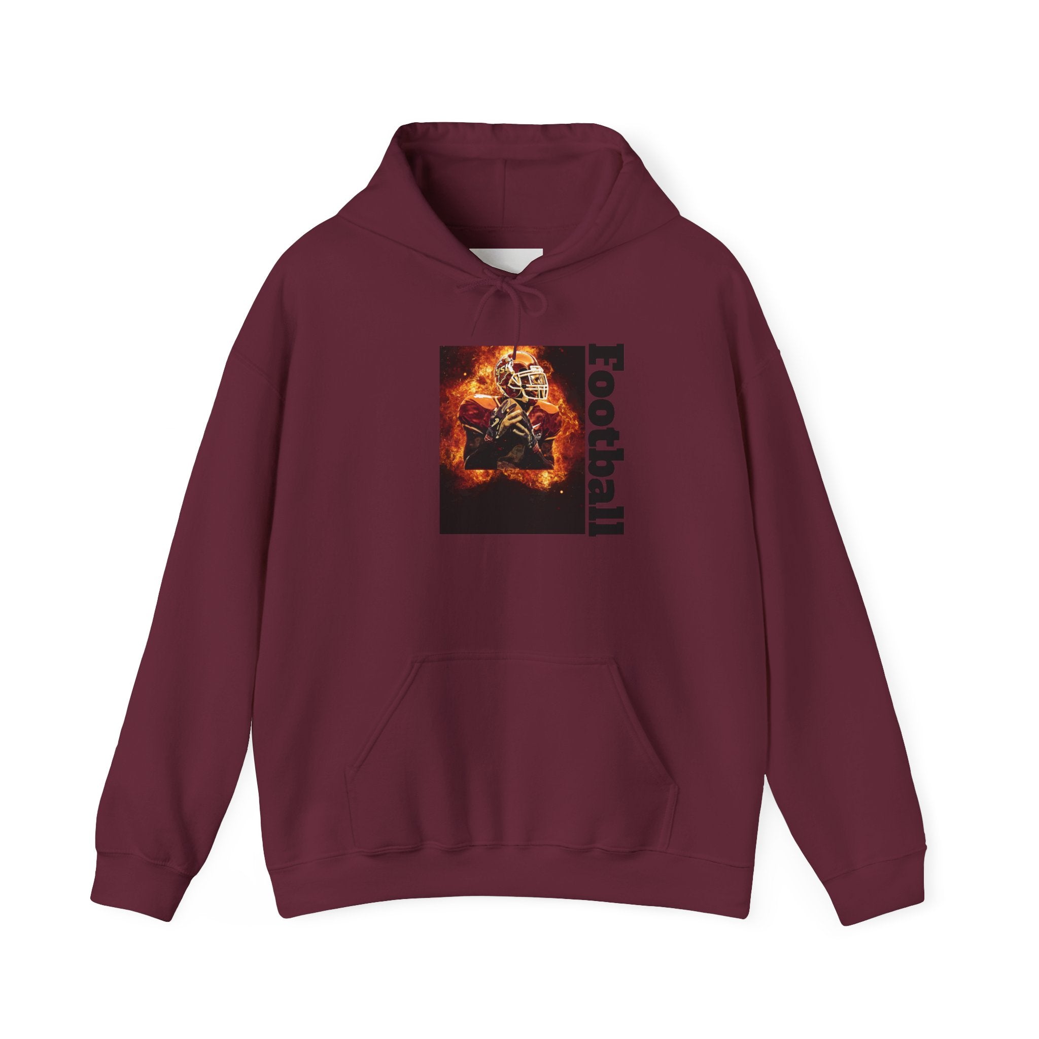 Football Flames Hoodie — Fiery Helmet Graphic Hooded Sweatshirt