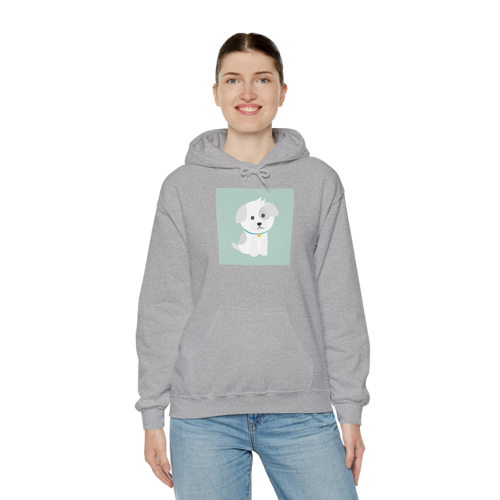 Cute White Puppy Hoodie – Cute Dog Cartoon Sweatshirt for Pet Lovers