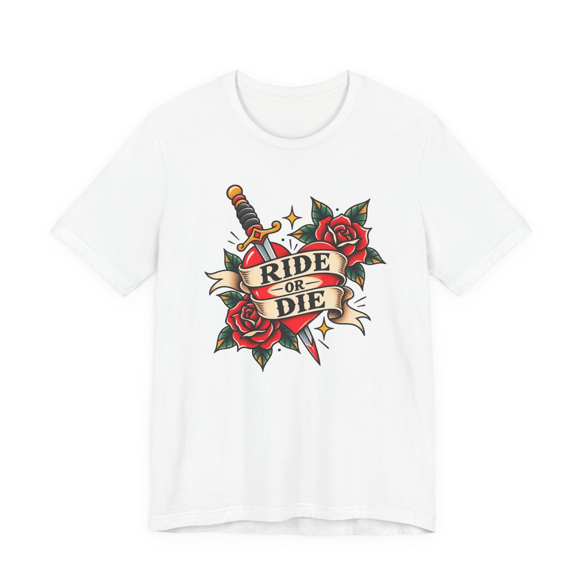Ride or Die Tattoo Tee — Vintage Dagger & Roses Graphic T-Shirt