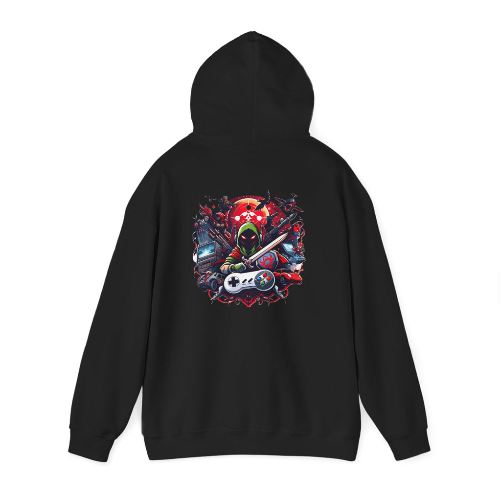 Gamer Skull Hooded Sweatshirt — Retro Controller & Neon Skull Gaming Hoodie
