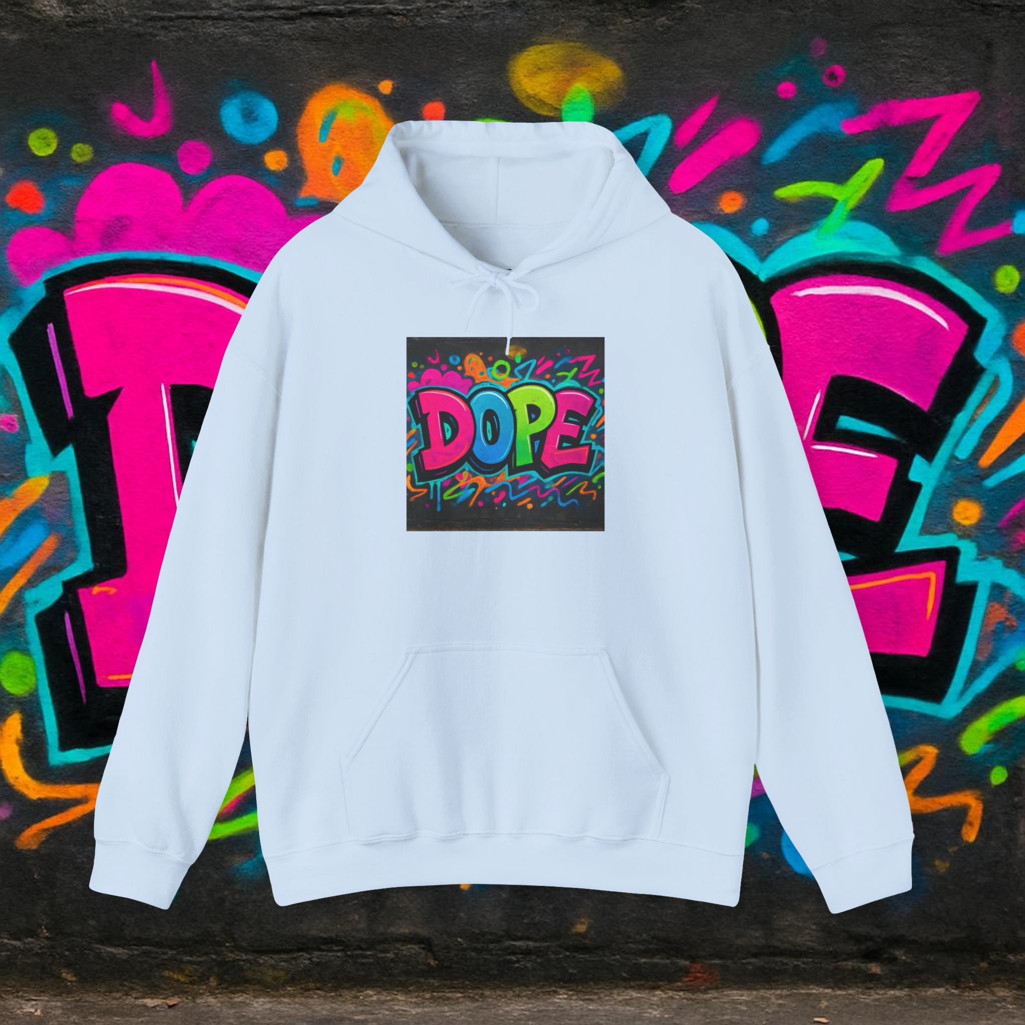 Dope Graffiti Hoodie — Colorful Retro Streetwear Pullover