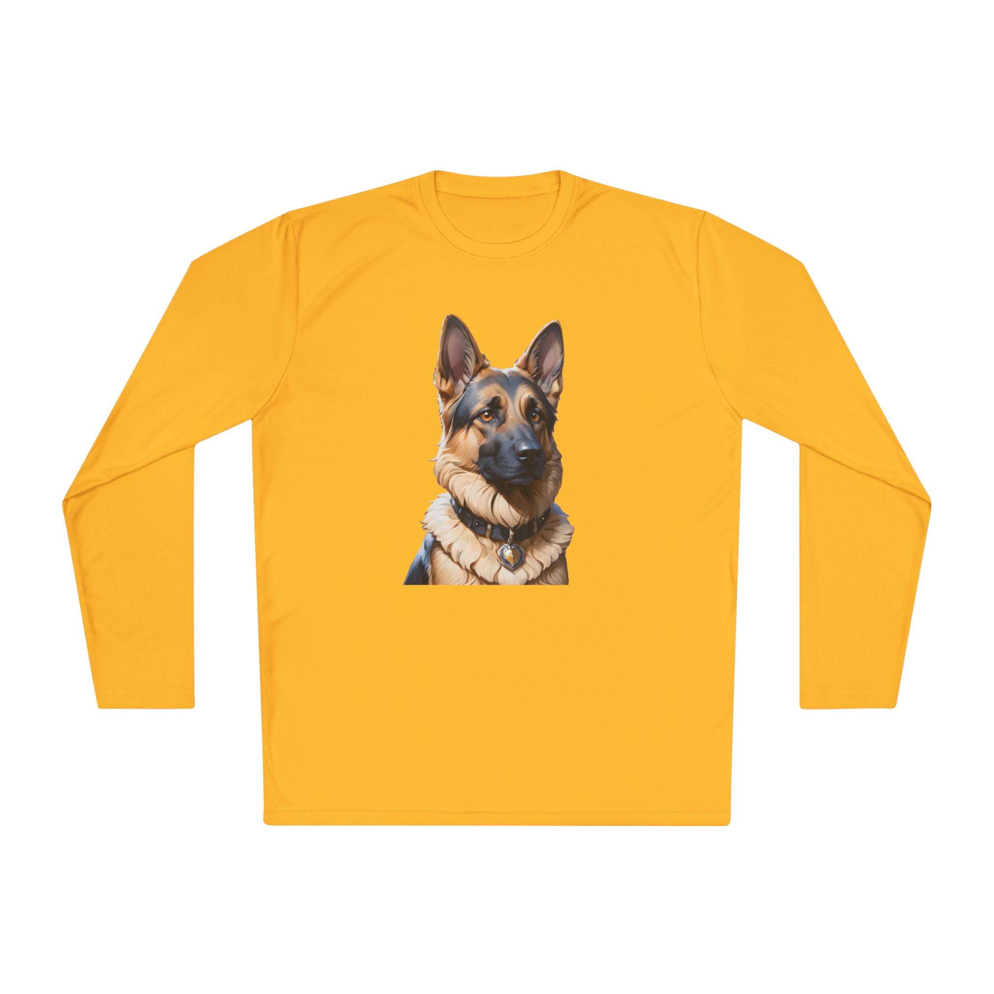 German Shepherd Portrait Long Sleeve Tee — Realistic Dog Face Shirt for Pet Lovers