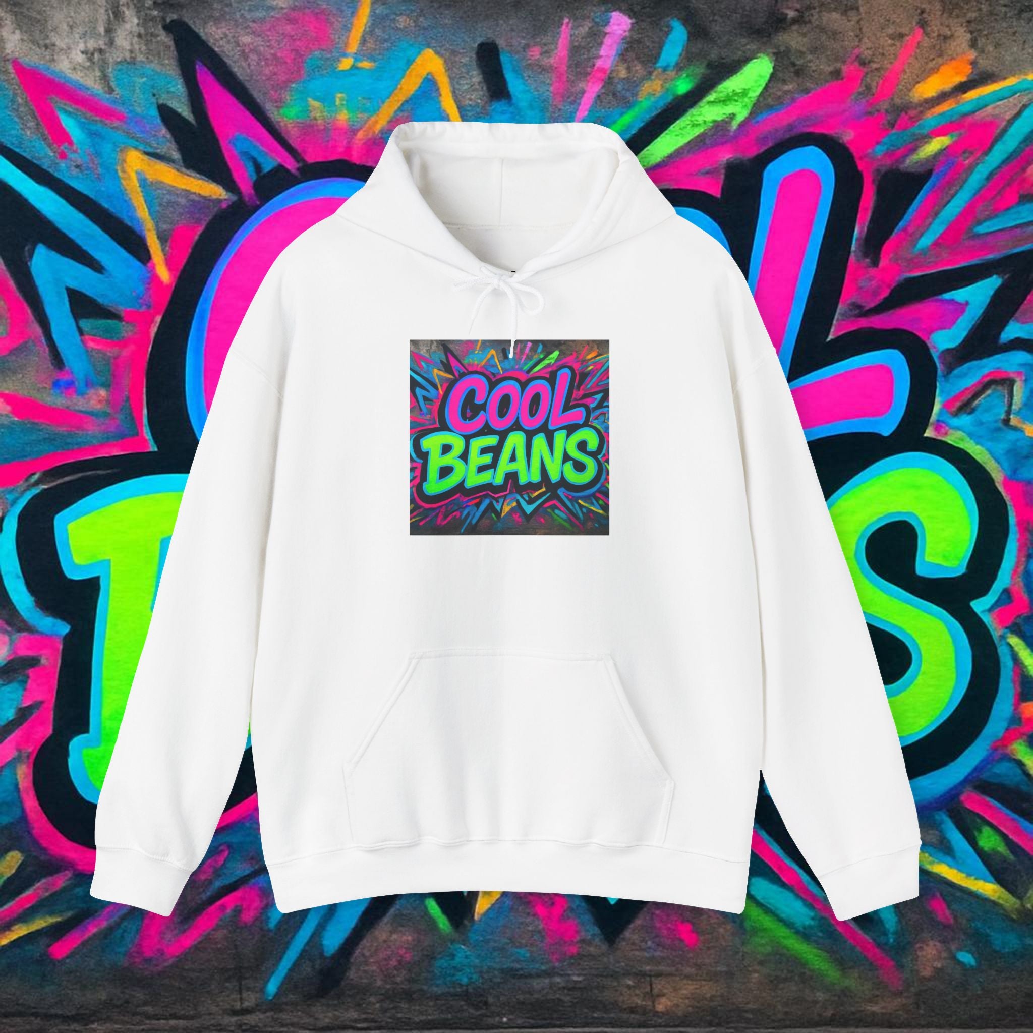 Cool Beans Hoodie — Retro Neon Graffiti Streetwear Pullover
