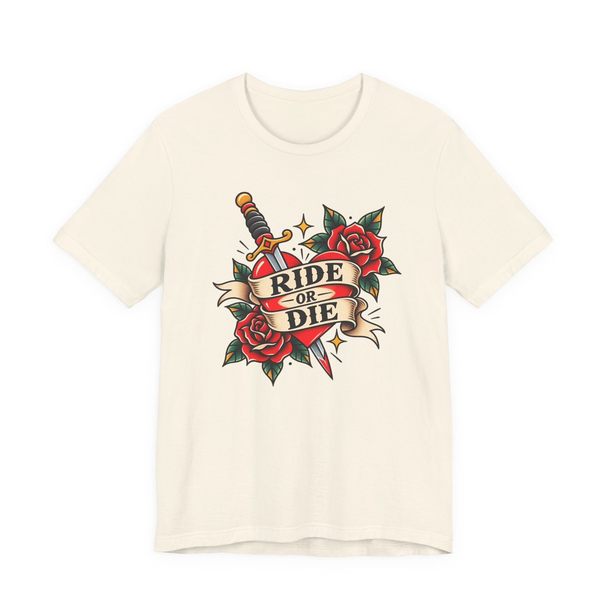 Ride or Die Tattoo Tee — Vintage Dagger & Roses Graphic T-Shirt