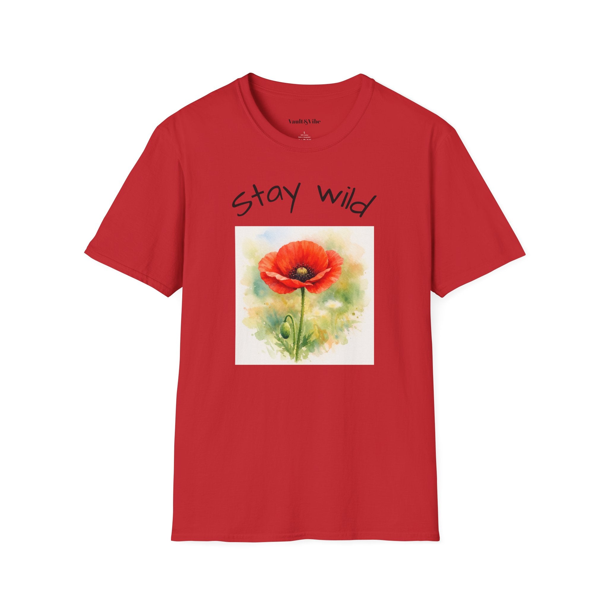 T-Shirt — "Stay Wild" Watercolor Poppy Graphic