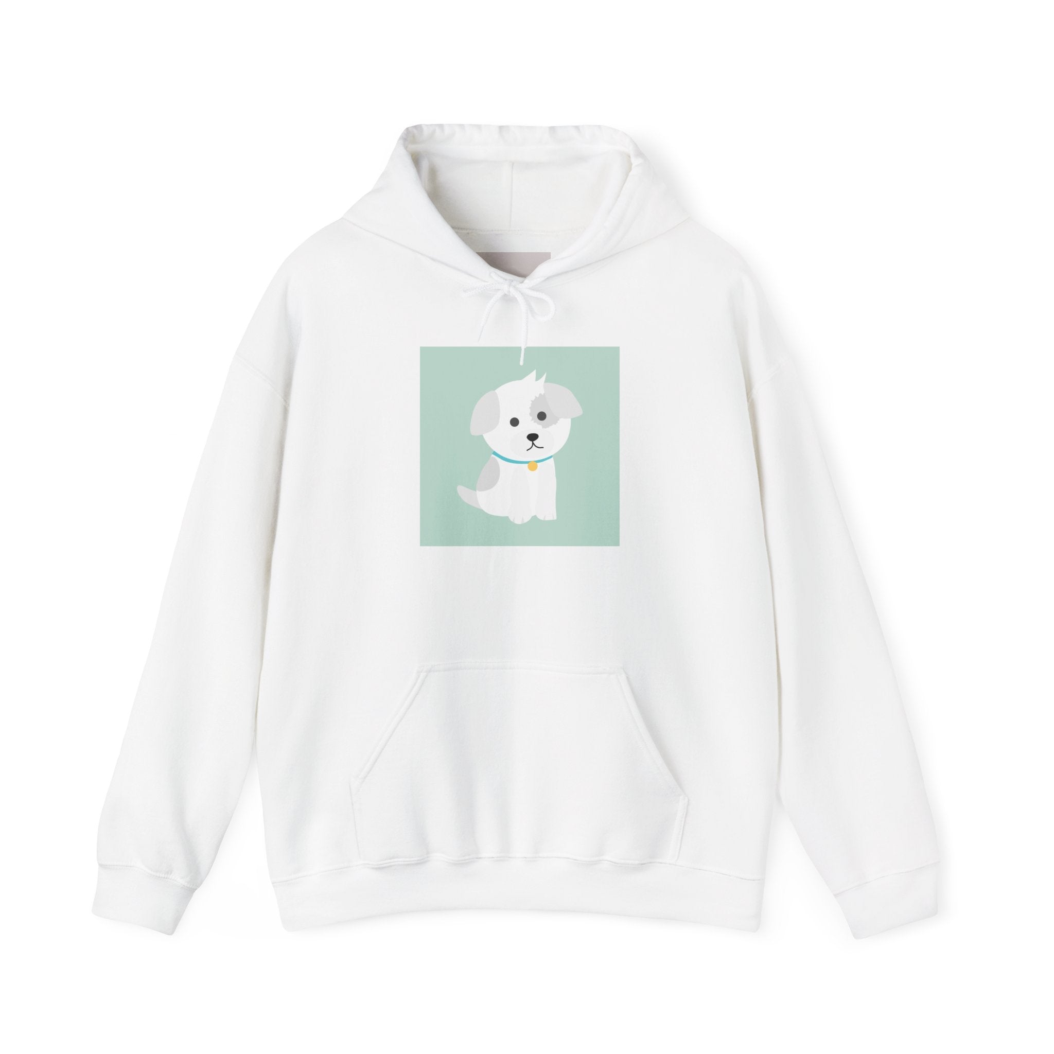 Cute White Puppy Hoodie – Cute Dog Cartoon Sweatshirt for Pet Lovers