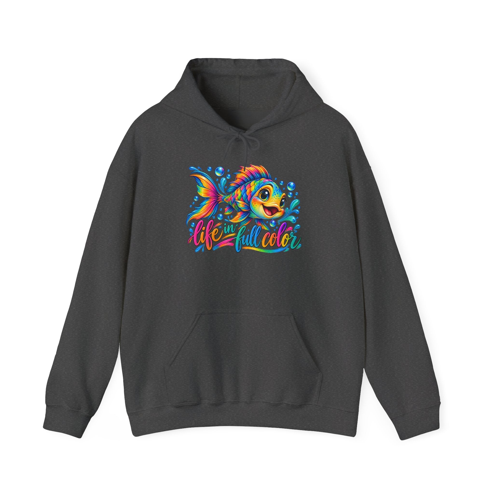 Colorful Fish Hoodie — Vibrant 'Reel Frosted' Fishing Crew Sweatshirt