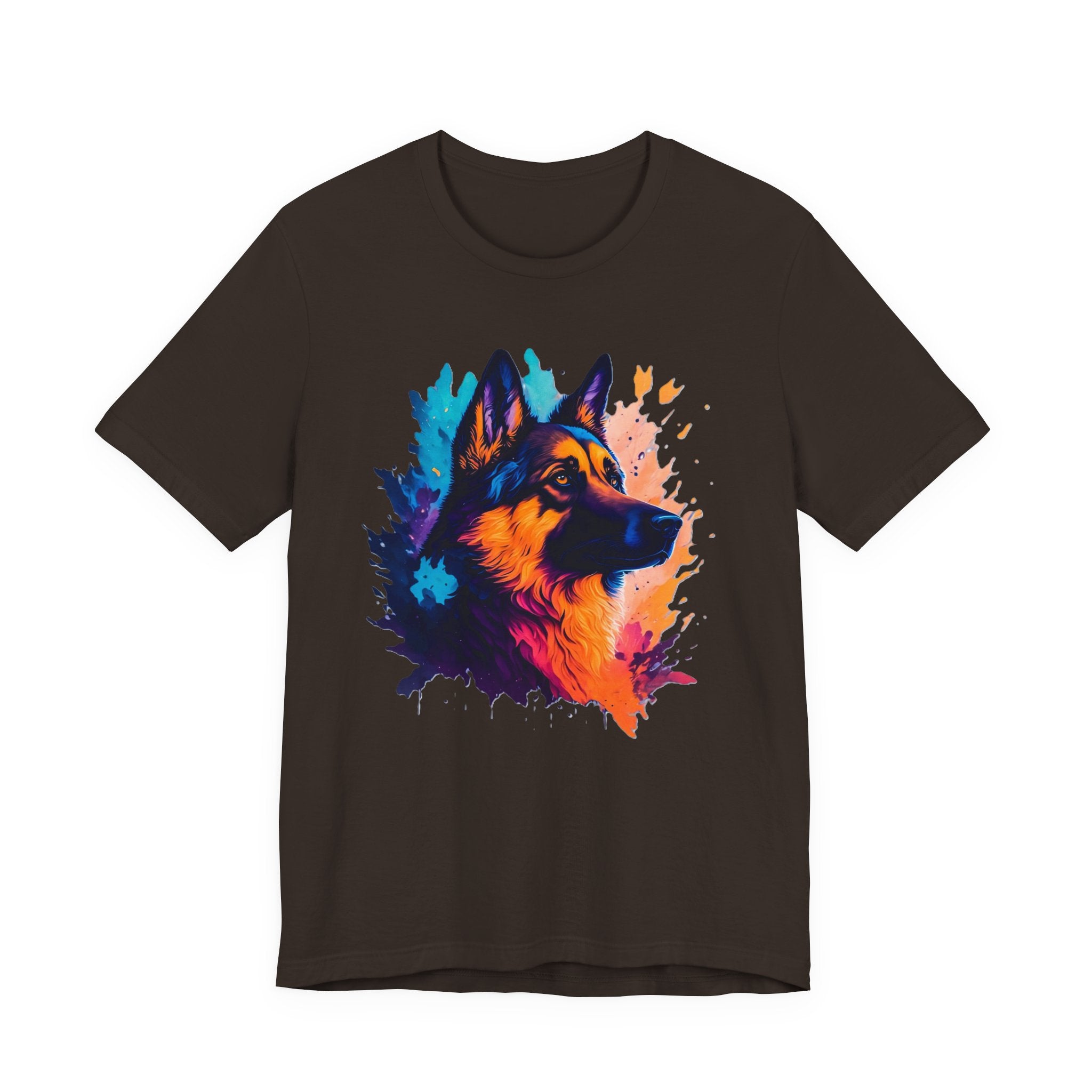 German Shepherd Splash Art Tee - Colorful Dog Portrait T-Shirt