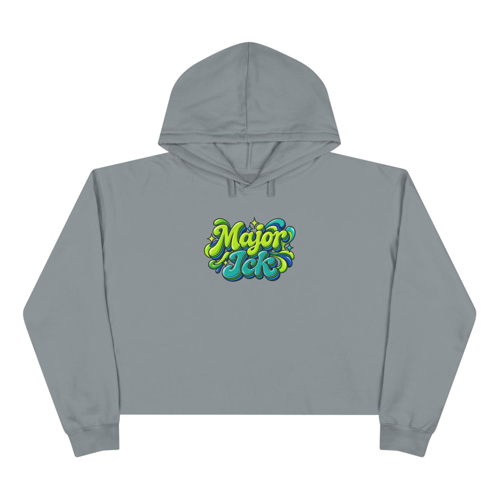 Major Ick Crop Hoodie — Retro Bubble Letter Graphic Crop Hoodie