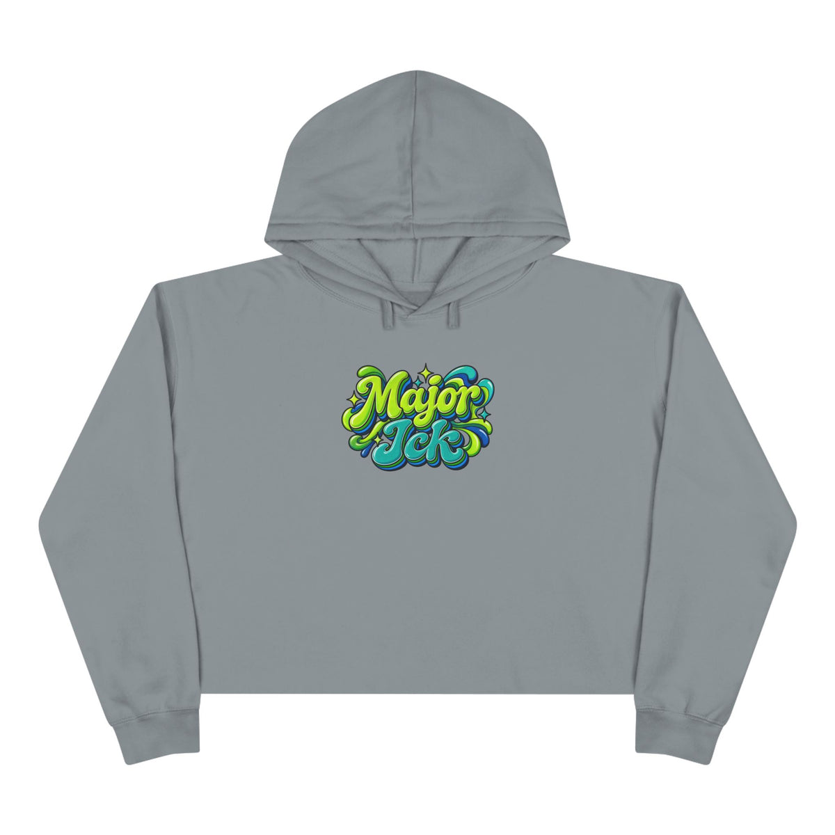 Major Ick Crop Hoodie — Retro Bubble Letter Graphic Crop Hoodie