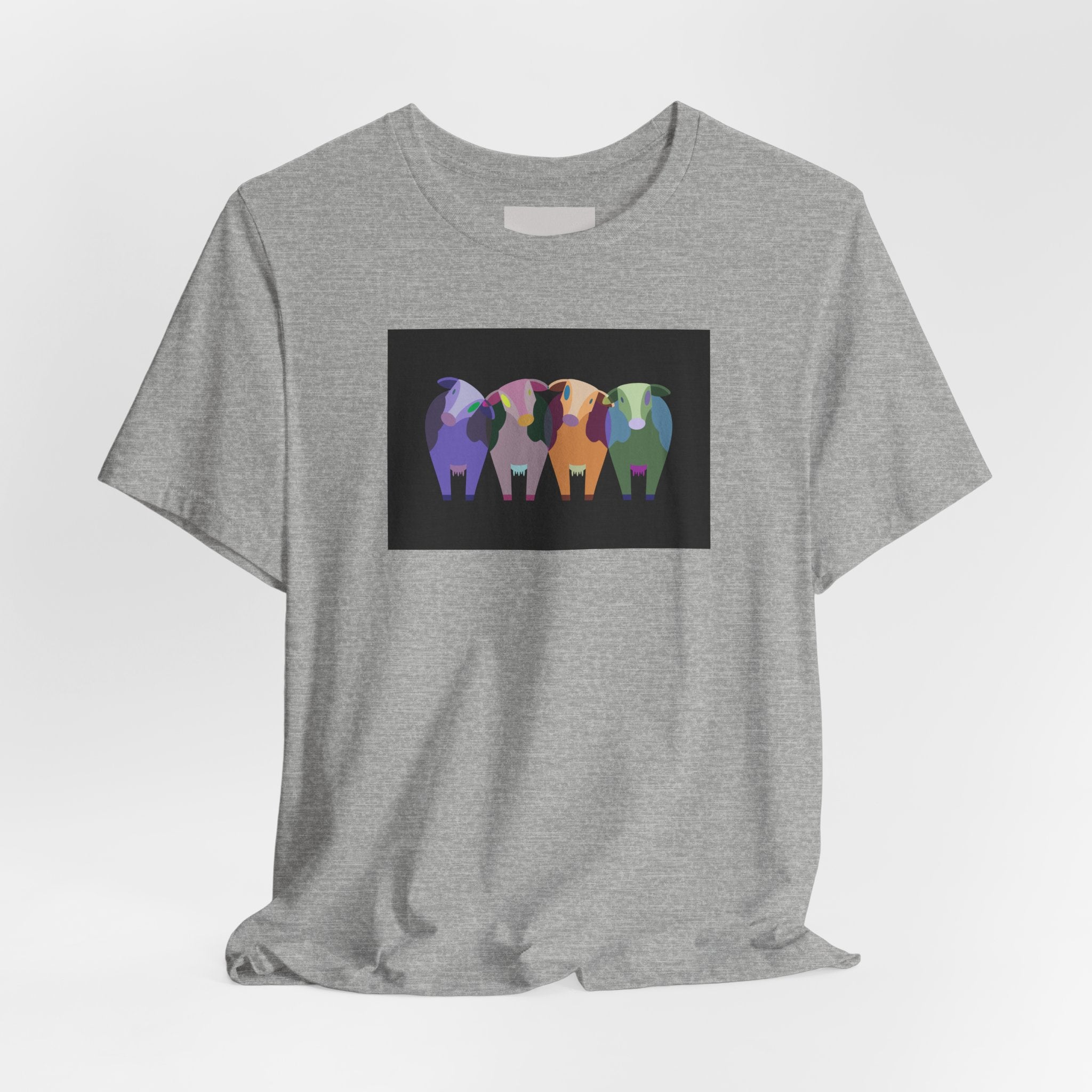 Colorful Buffalo Herd Tee — Geometric Bison Art T-Shirt