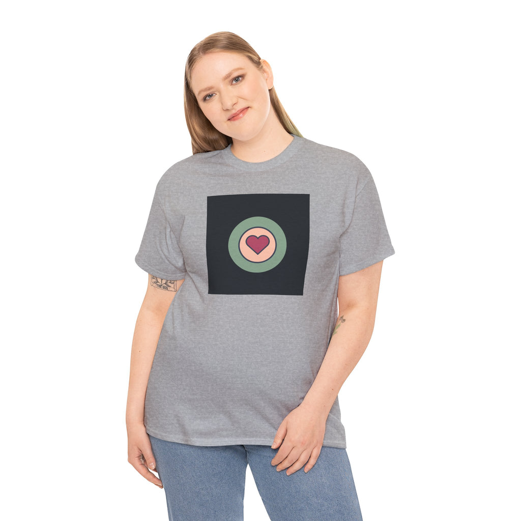 Retro Target Heart T‑Shirt — Minimalist Love Graphic Tee