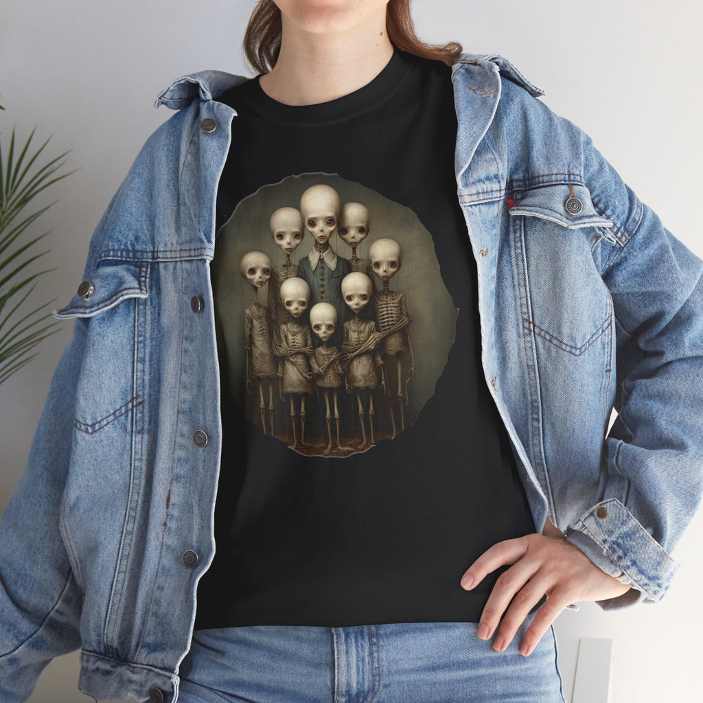 Skull Family Portrait Tee — Gothic Skeleton Crew Graphic T-Shirt