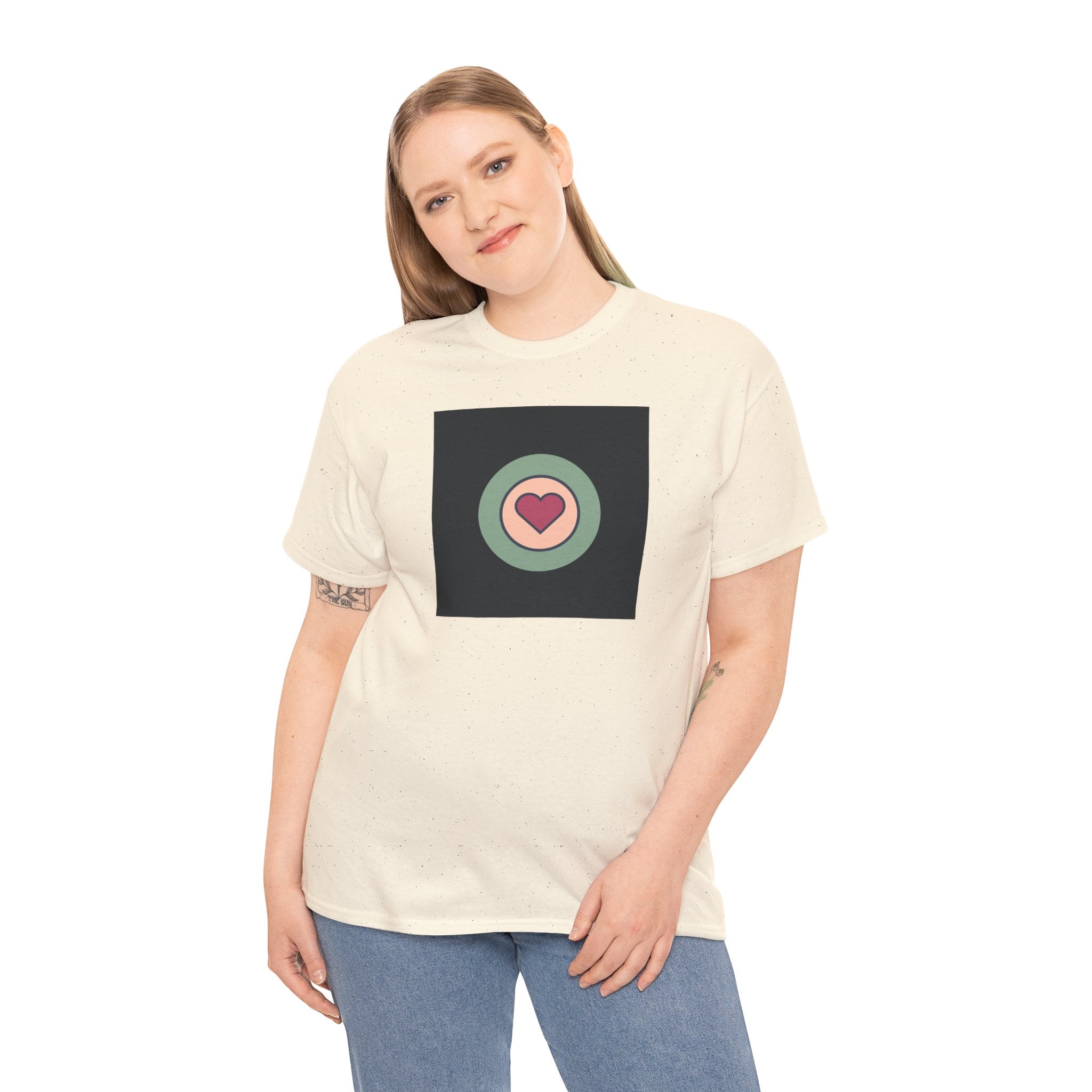 Retro Target Heart T‑Shirt — Minimalist Love Graphic Tee