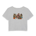 Halloween Skeleton Band Women's Baby Tee — Cute Retro Trick-or-Treat Graphic