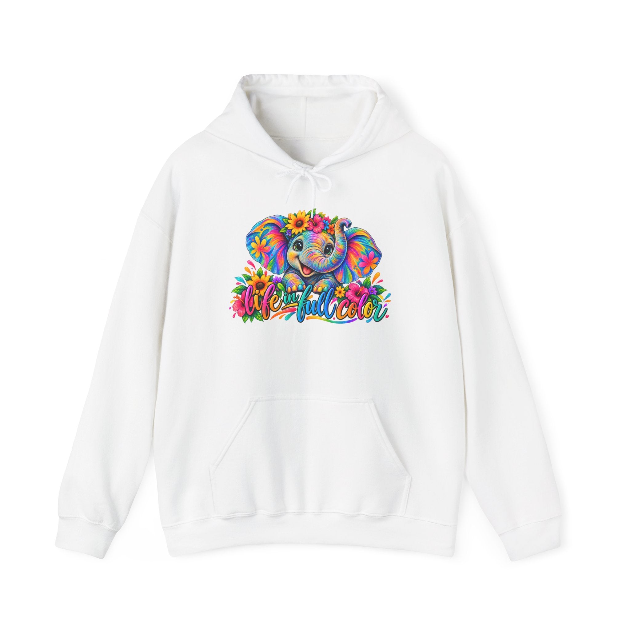 Elephant Flower Hoodie — Colorful Floral Elephant Graphic Sweatshirt