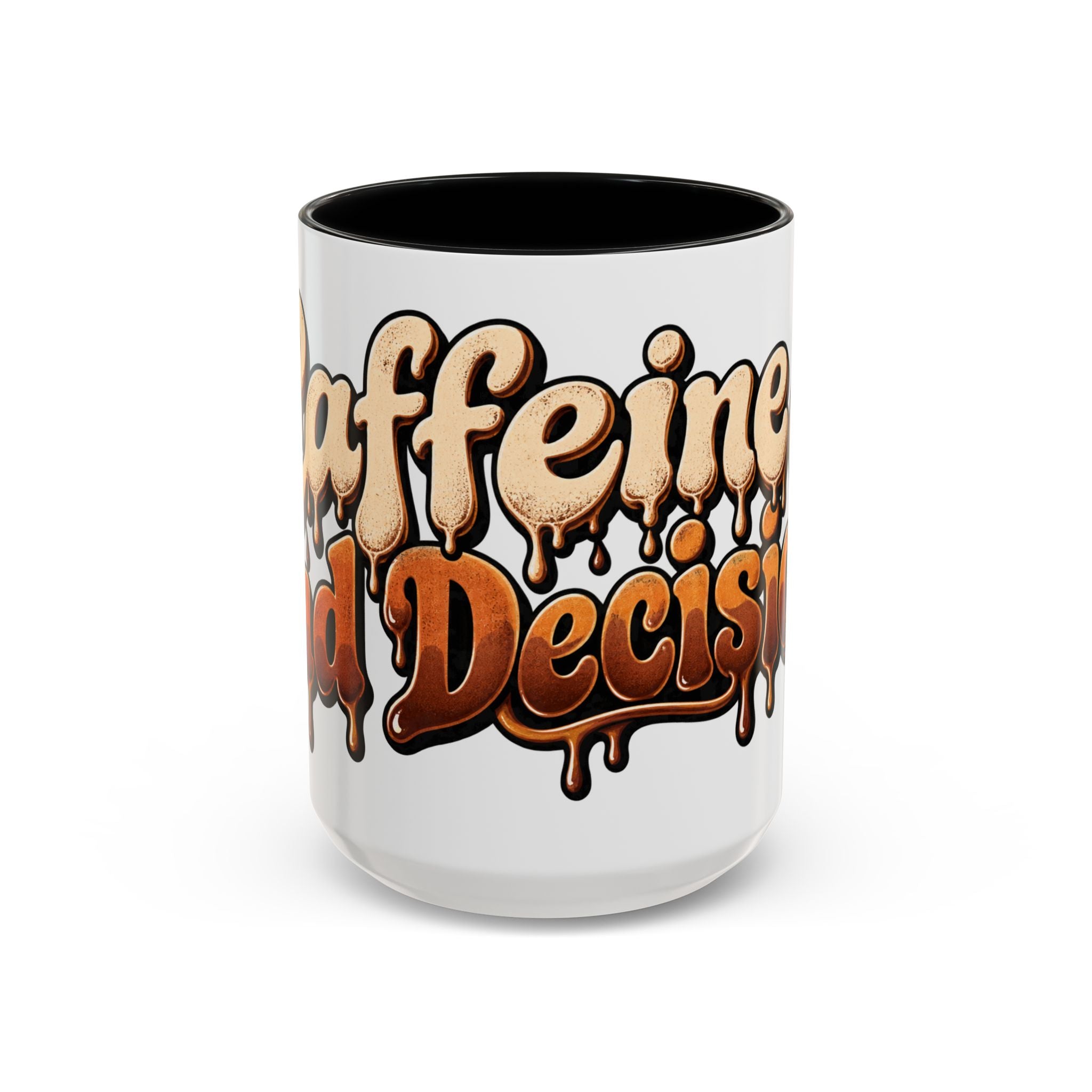 Coffee Mug — "Caffeine & Bad Decisions" Drippy Retro Accent Mug (11/15oz)