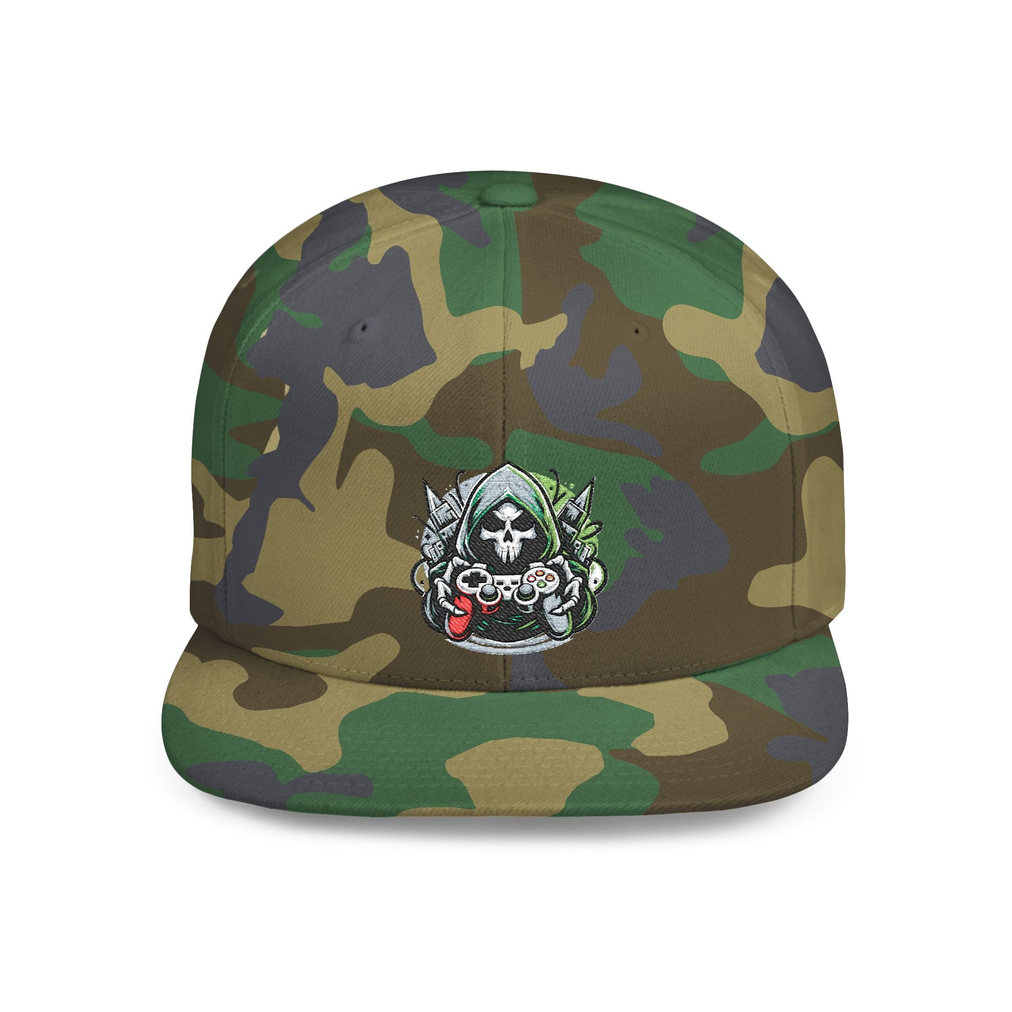 Embroidered Grim Reaper Gamer Snapback Hat