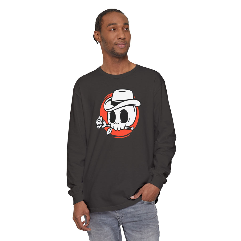 Skull Cowboy Long Sleeve Tee – Retro Rose Graphic