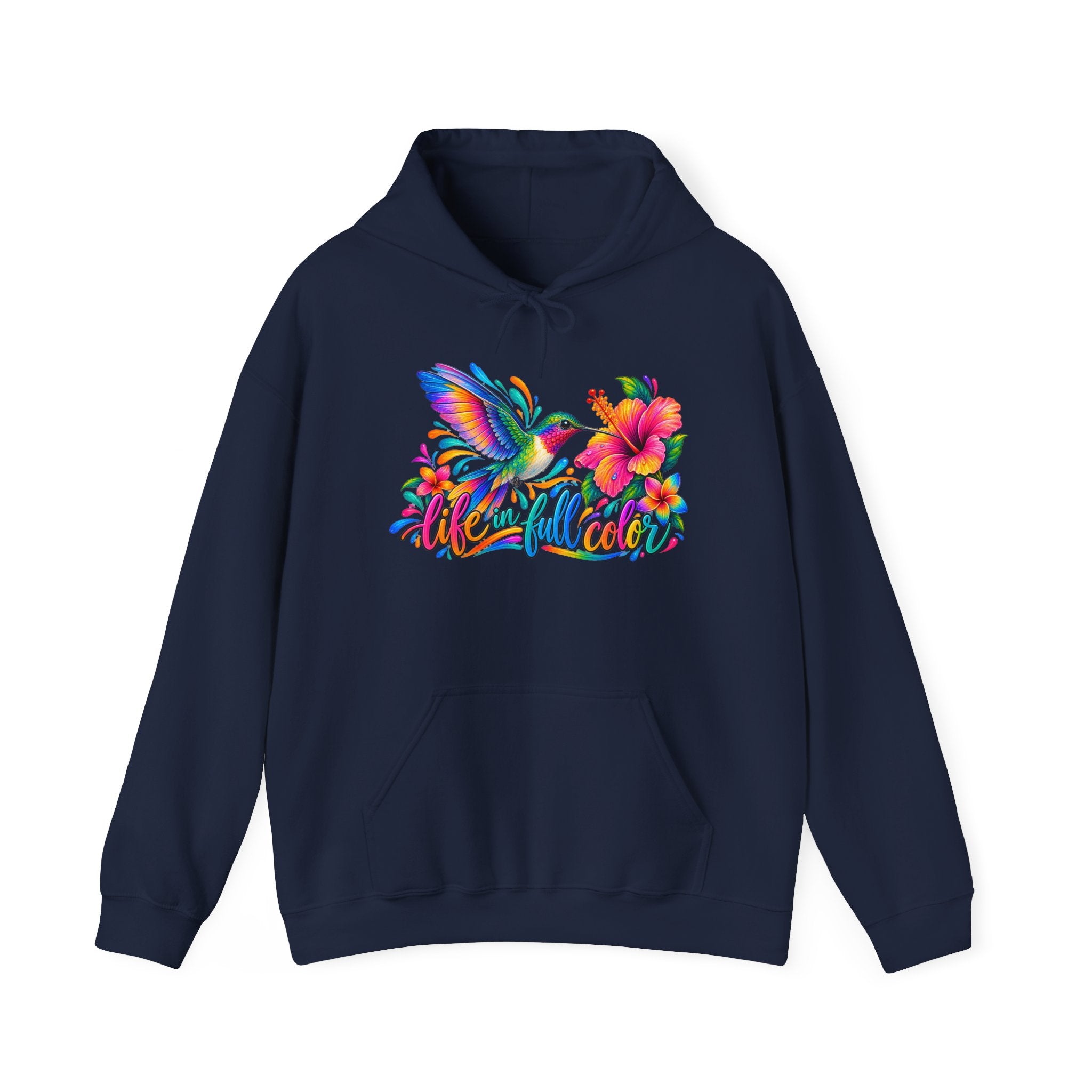 Hummingbird & Hibiscus Hoodie — Colorful Tropical Floral Graphic Sweatshirt