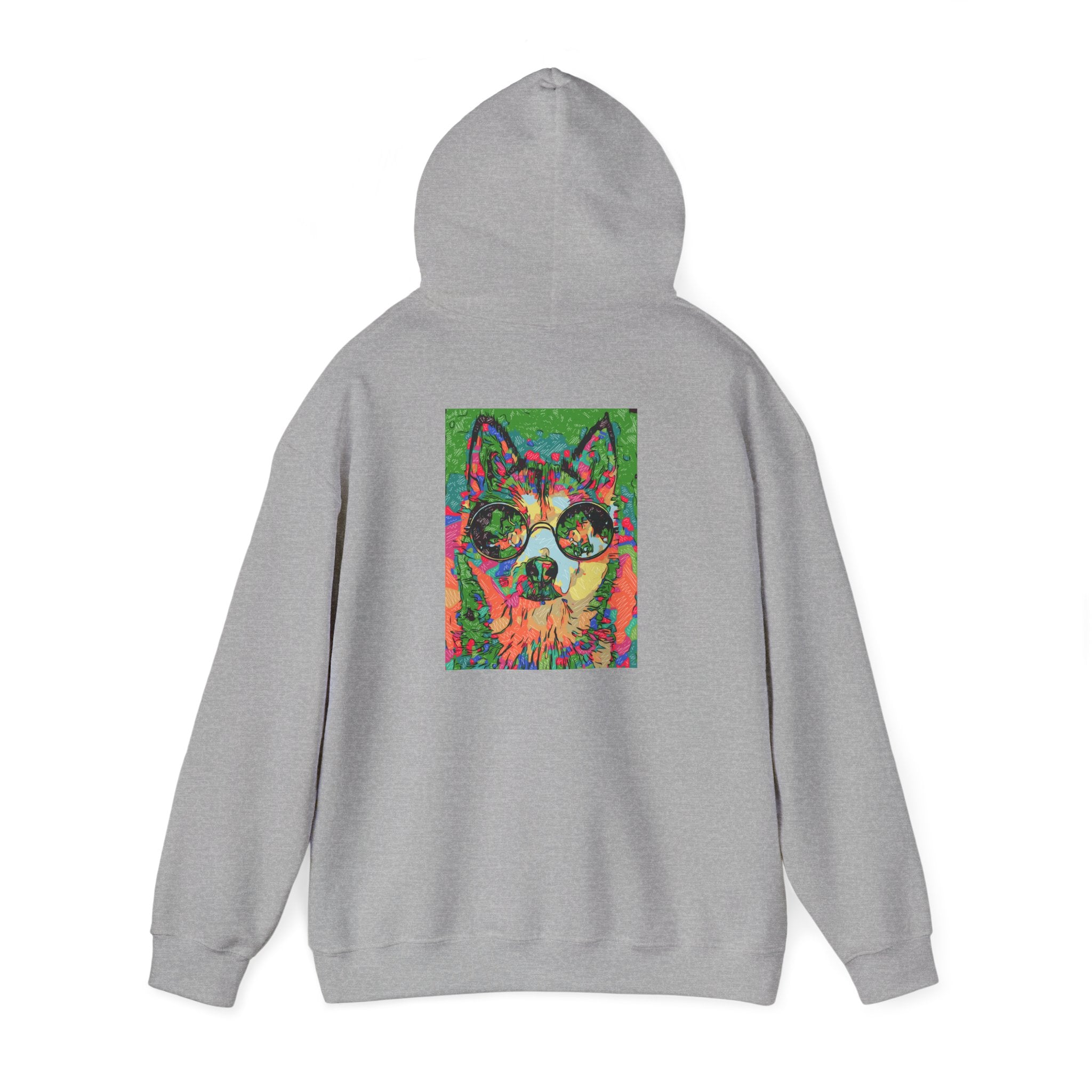 Psychedelic Husky Hoodie — Colorful Trippy Dog Art Pullover