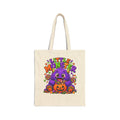 Little Monster Halloween Tote Bag — Cute Purple Monster with Pumpkin Candy Bag