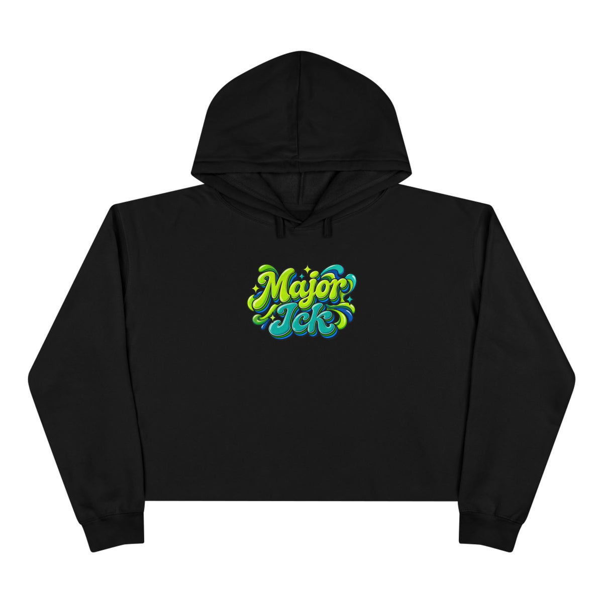 Major Ick Crop Hoodie — Retro Bubble Letter Graphic Crop Hoodie