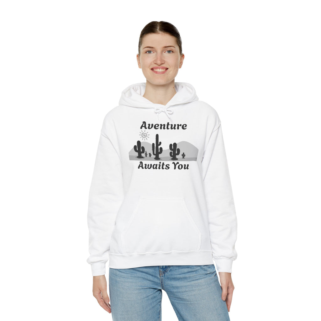 Adventure Awaits You Hoodie — Desert Cactus Graphic Pullover