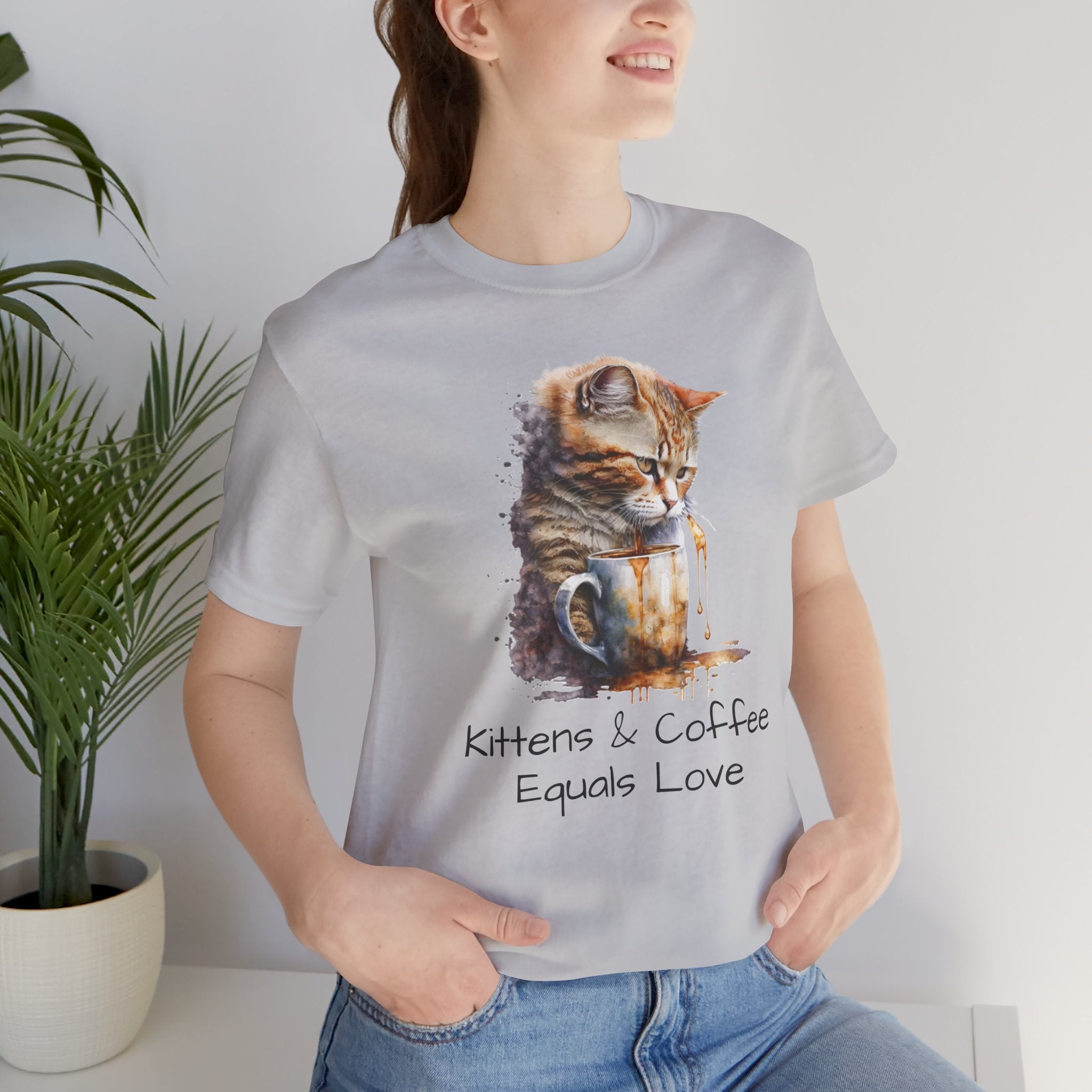 Cat & Coffee T-Shirt — "Kittens & Coffee Equals Love" Cute Cat Graphic Tee