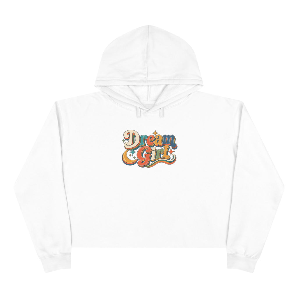 Dream Girl Cropped Hoodie — Retro Script Graphic Crop Sweatshirt