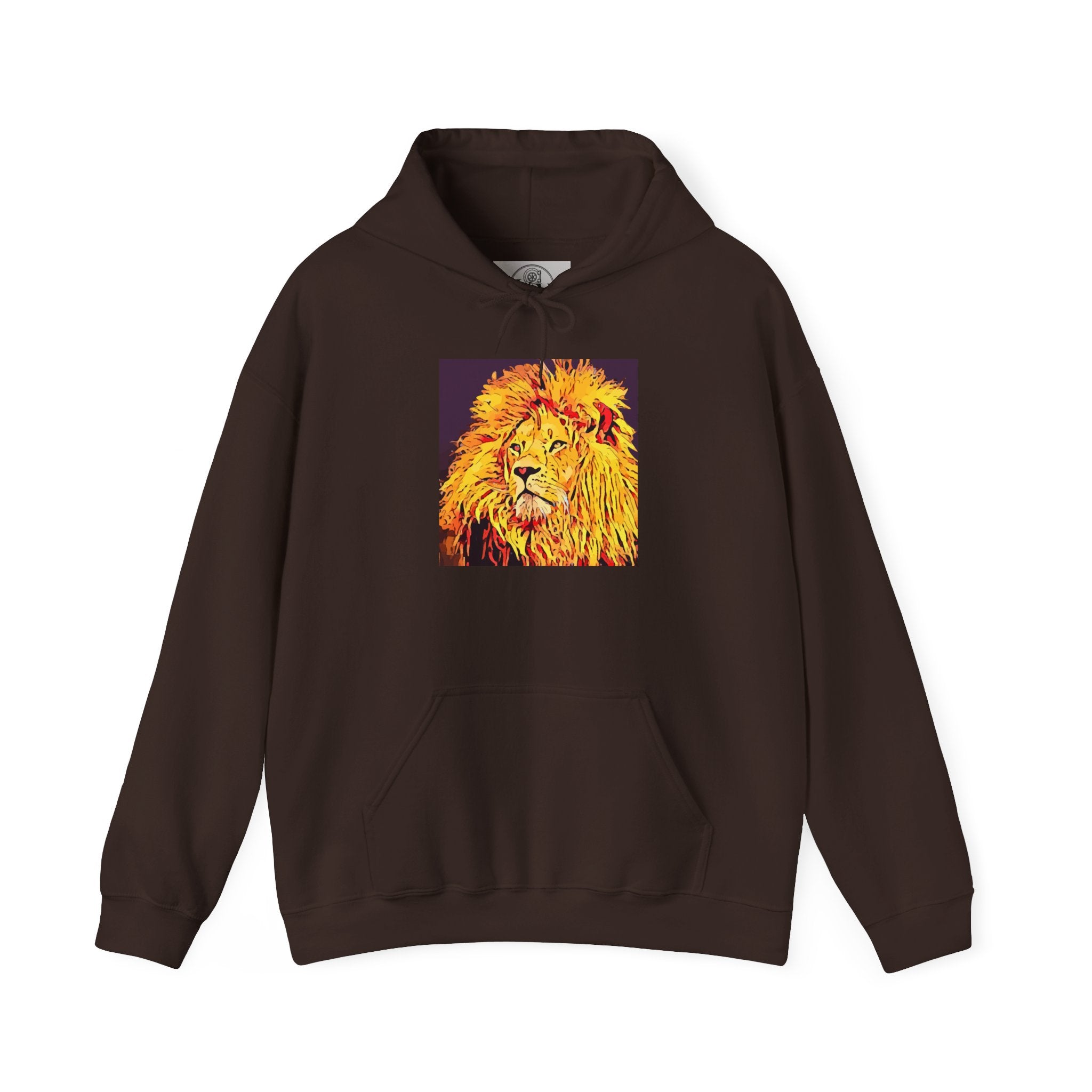 Lion Portrait Hoodie — Vibrant Yellow Pop-Art Lion Design