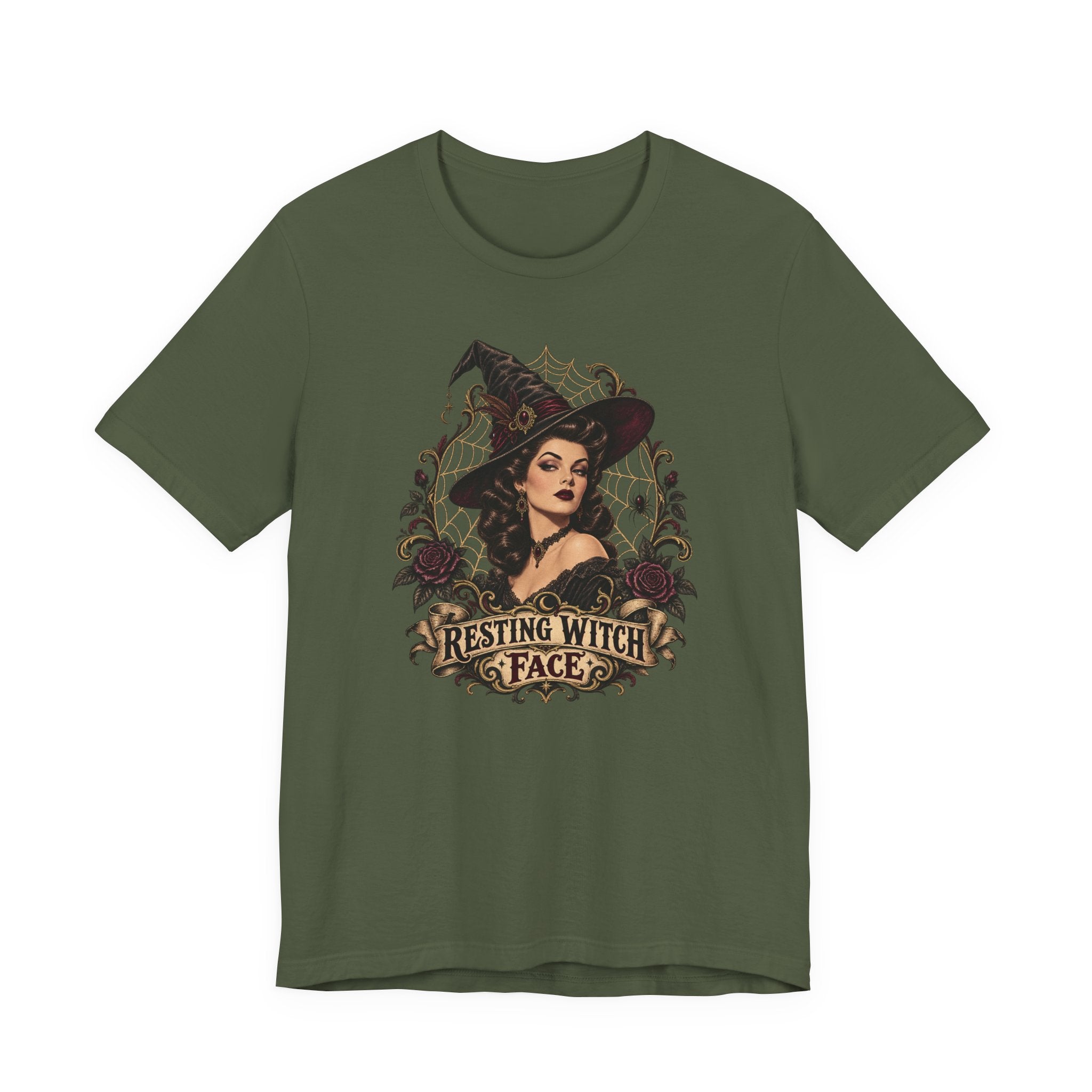Resting Witch Face Tee — Vintage Gothic Witch Graphic T-Shirt