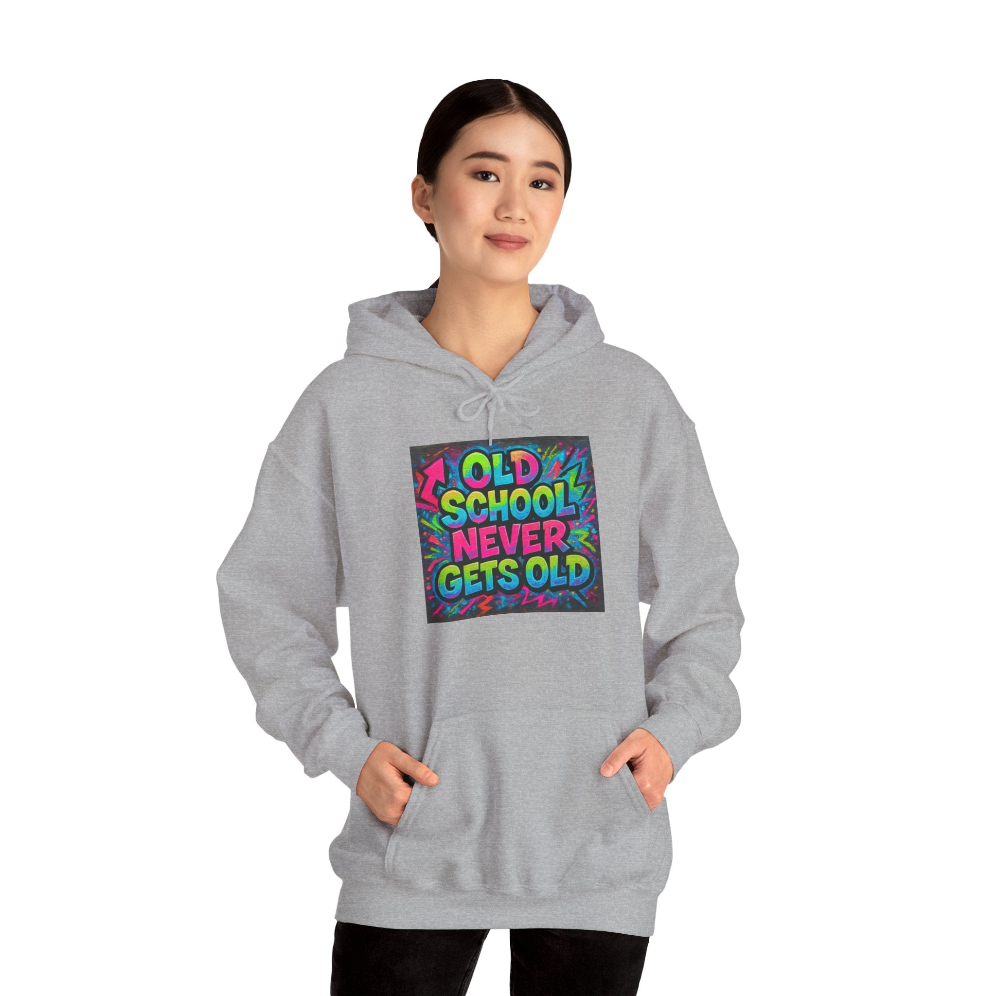 Old School Never Gets Old Hoodie - Retro Graffiti 90s Nostalgia Sweatshirt