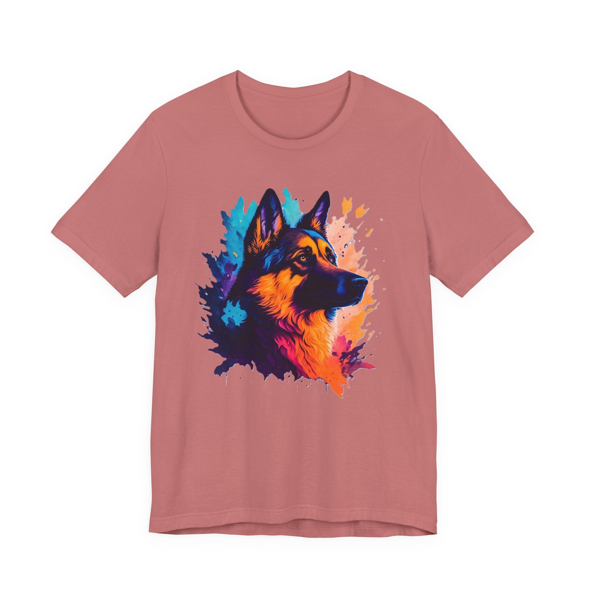 German Shepherd Splash Art Tee - Colorful Dog Portrait T-Shirt