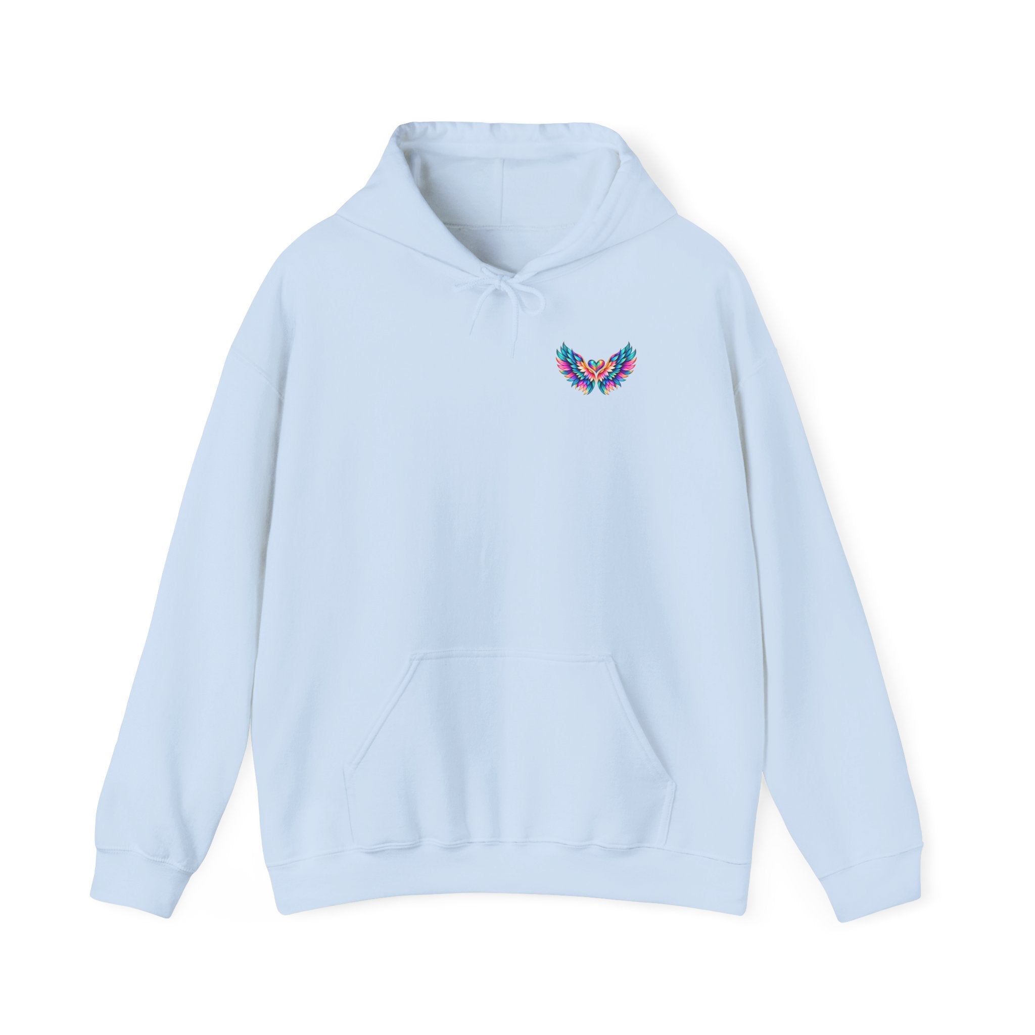 Winged Inspiration Hoodie — "Spread Your Wings" Colorful Angel Wings Graphic