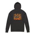 Halloween Scarecrow Patchwork Long-Sleeve Hooded Tee — Pumpkin Fall Harvest Design
