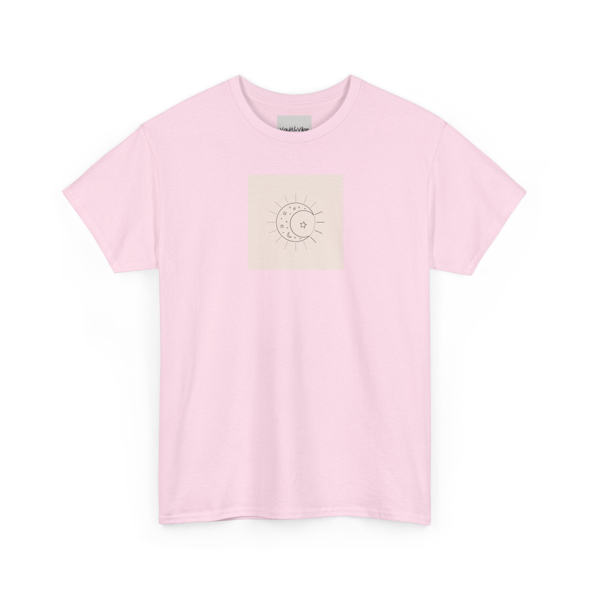 Sun & Moon Minimalist Tee — Celestial Line Art T-Shirt