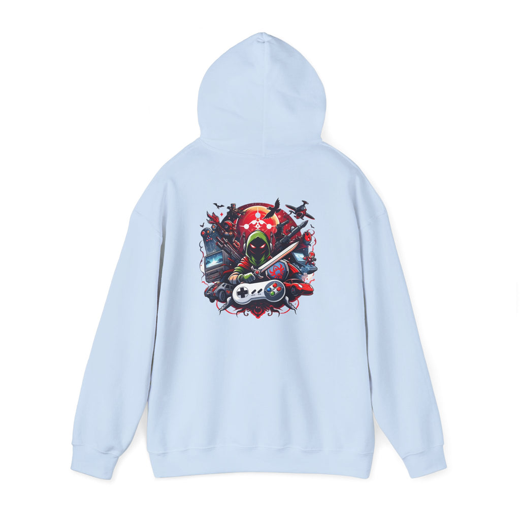 Gamer Skull Hooded Sweatshirt — Retro Controller & Neon Skull Gaming Hoodie