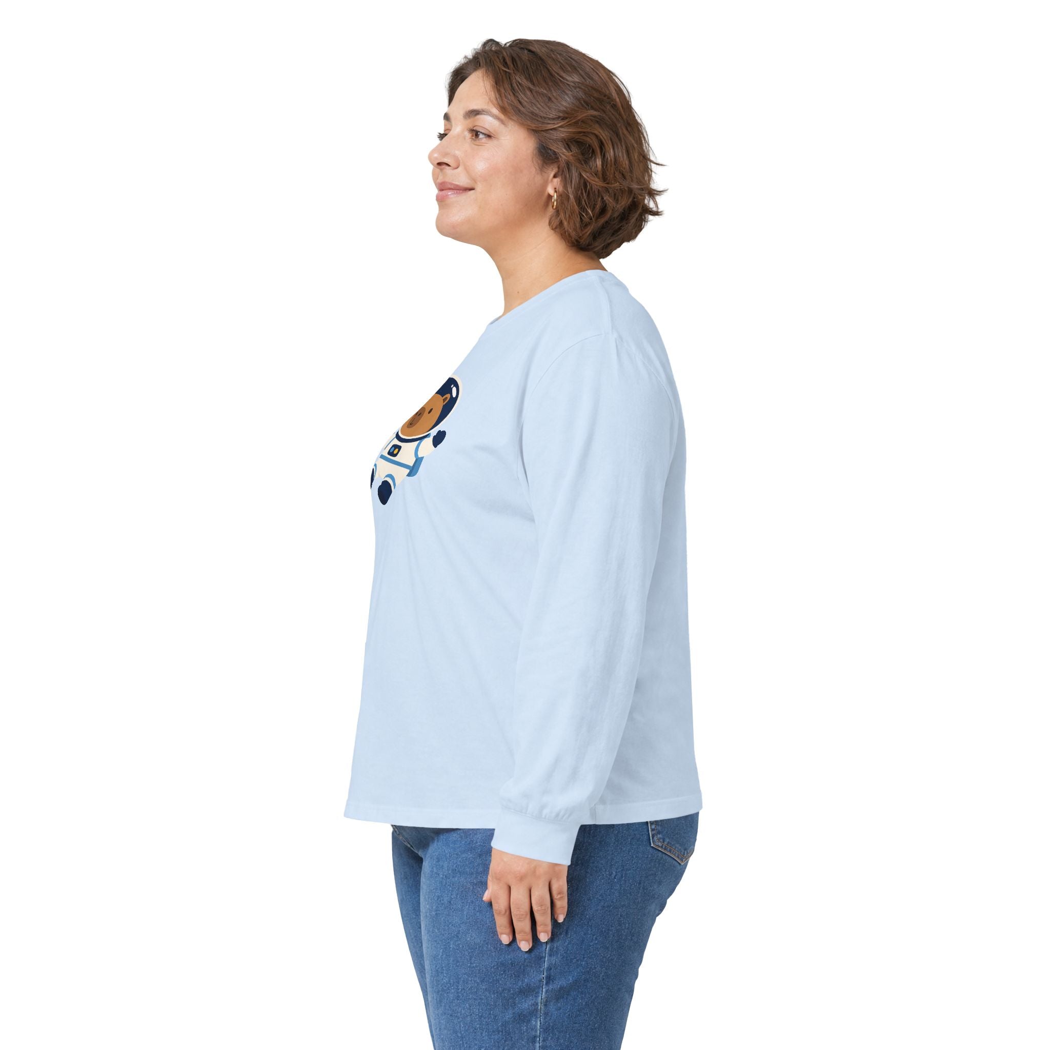 Astronaut Capybara Long Sleeve Tee — Cute Space Explorer Kids' Shirt
