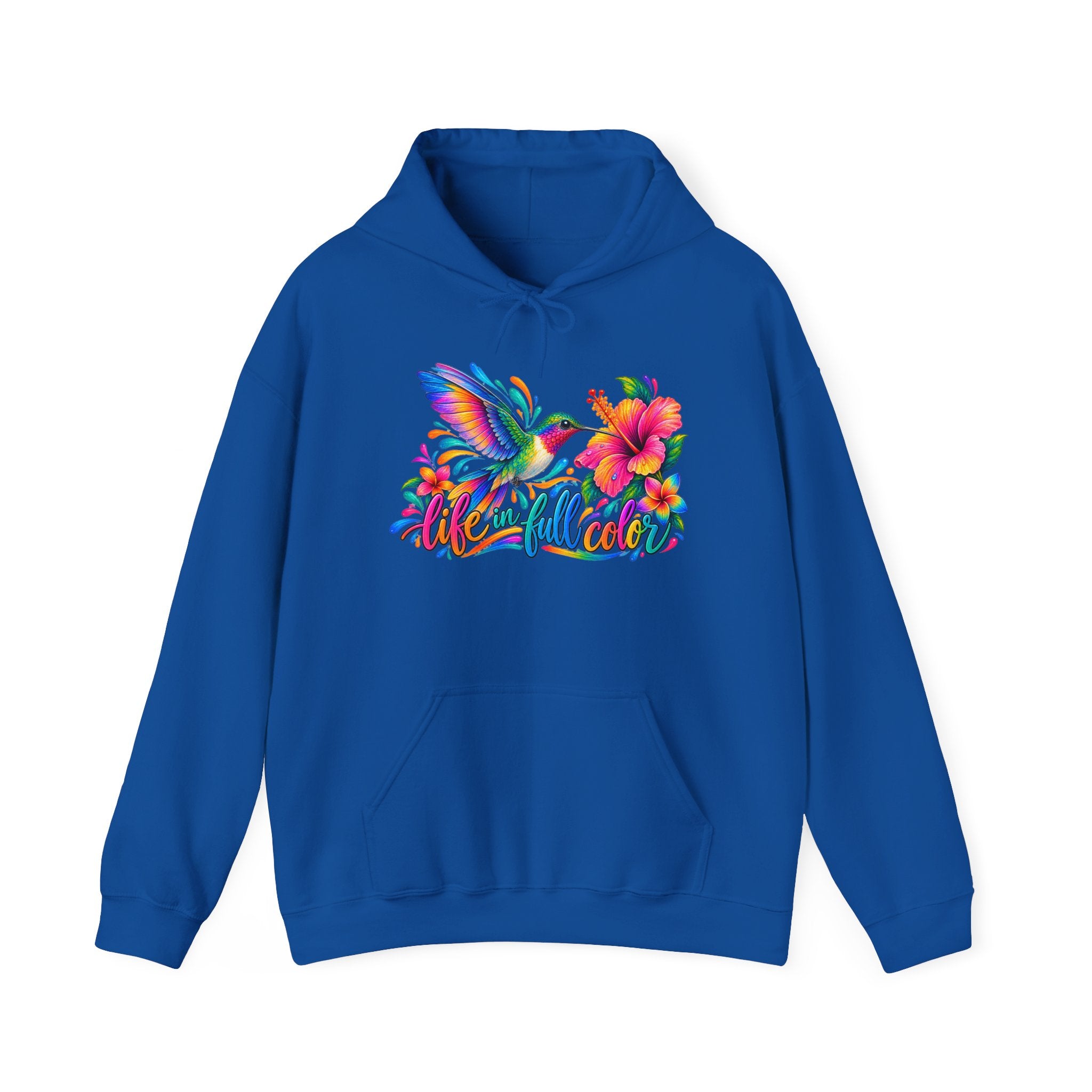 Hummingbird & Hibiscus Hoodie — Colorful Tropical Floral Graphic Sweatshirt