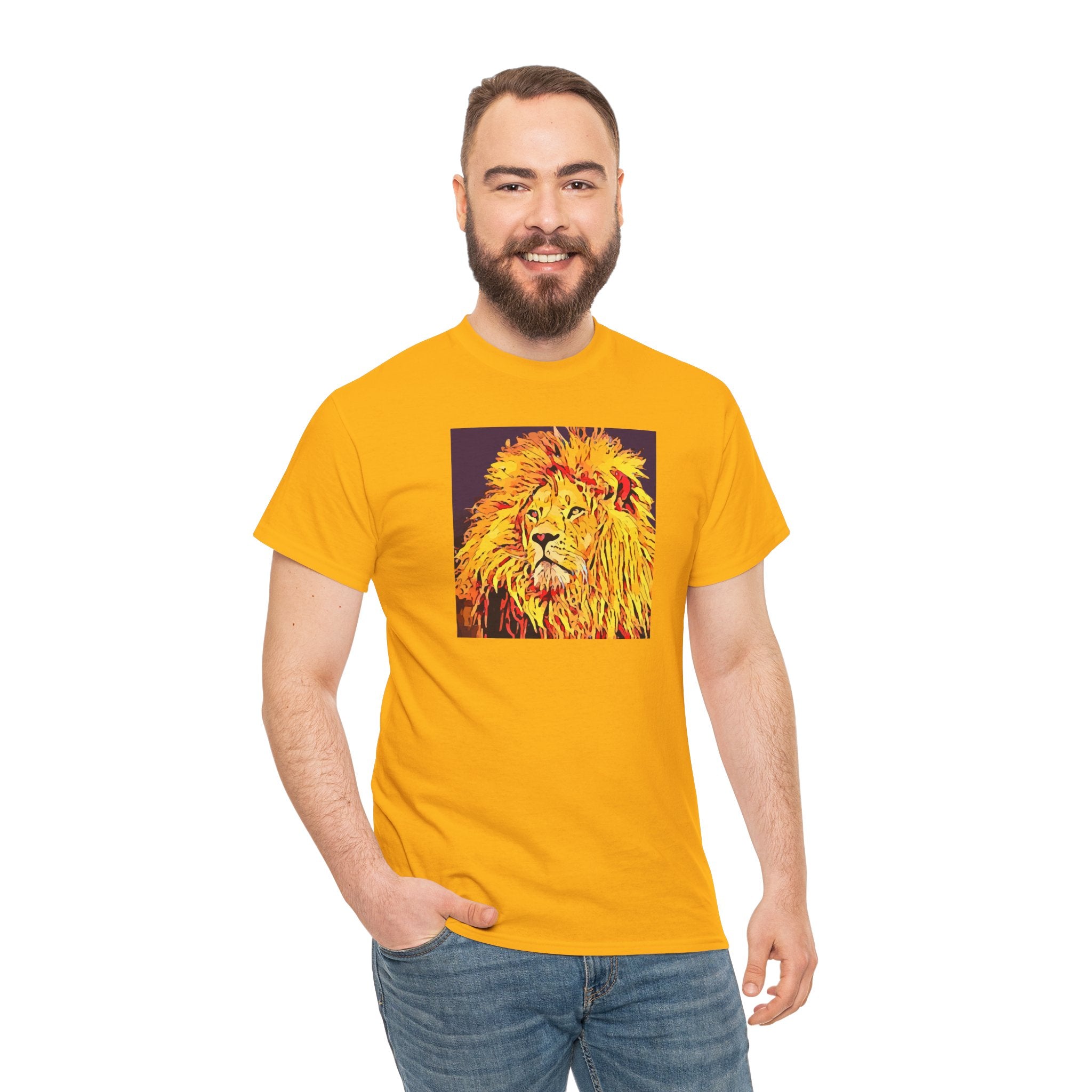 Lion Portrait T-Shirt — Vibrant Pop Art Lion Graphic Tee