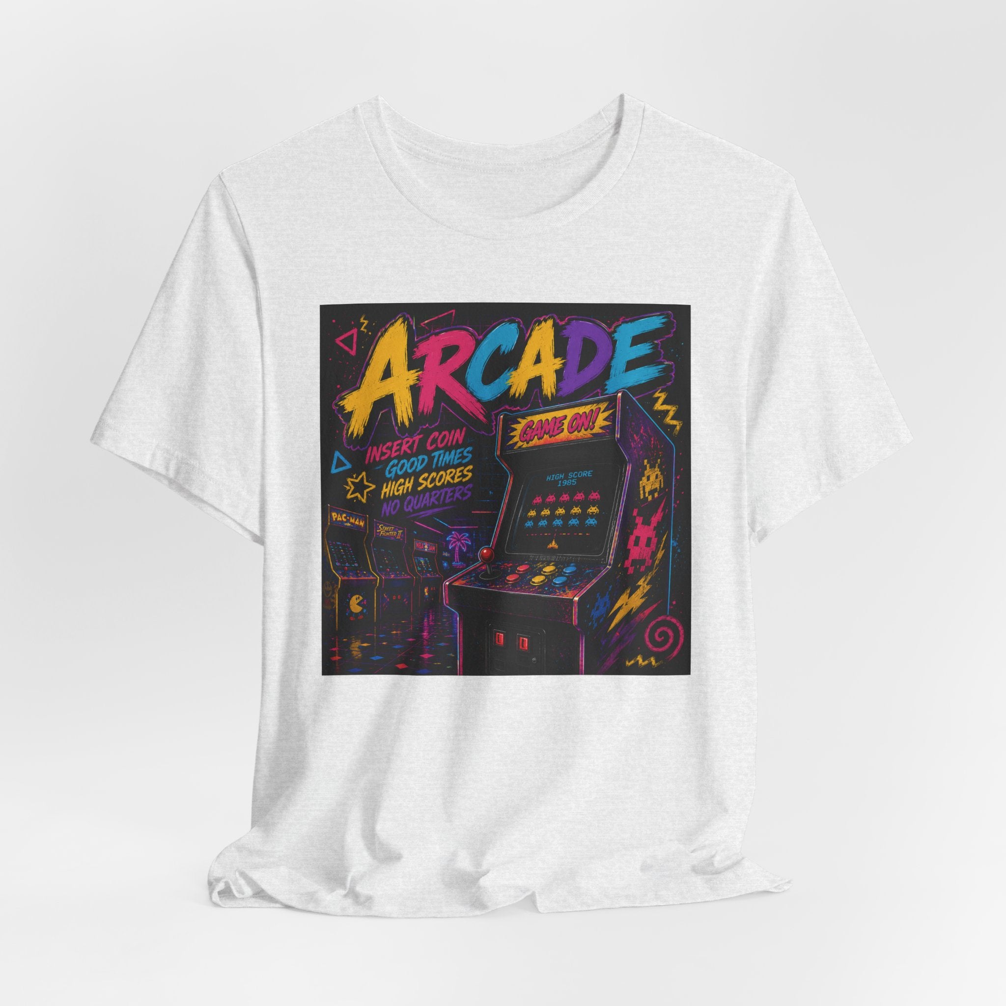 Arcade Retro Tee — Neon Game Room Graphic Shirt