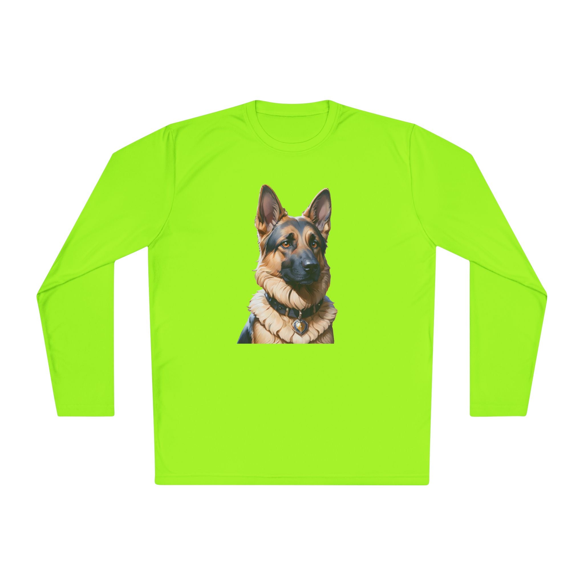 German Shepherd Portrait Long Sleeve Tee — Realistic Dog Face Shirt for Pet Lovers