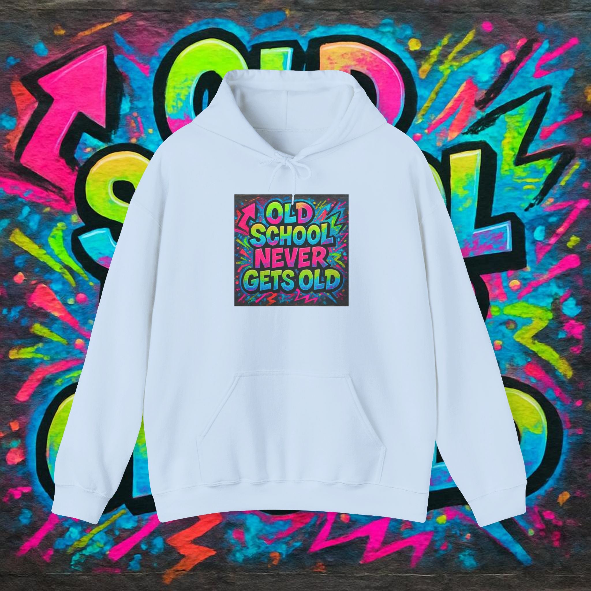 Old School Never Gets Old Hoodie - Retro Graffiti 90s Nostalgia Sweatshirt