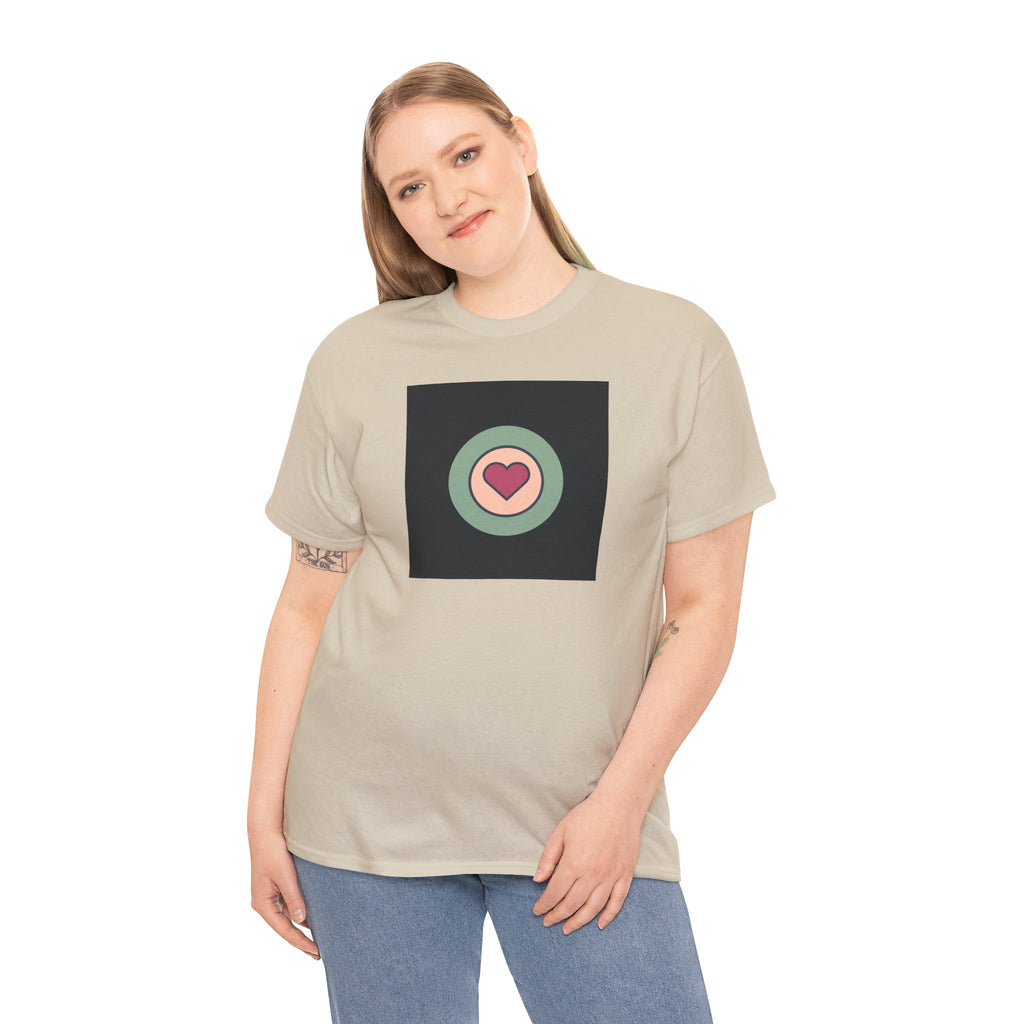 Retro Target Heart T‑Shirt — Minimalist Love Graphic Tee