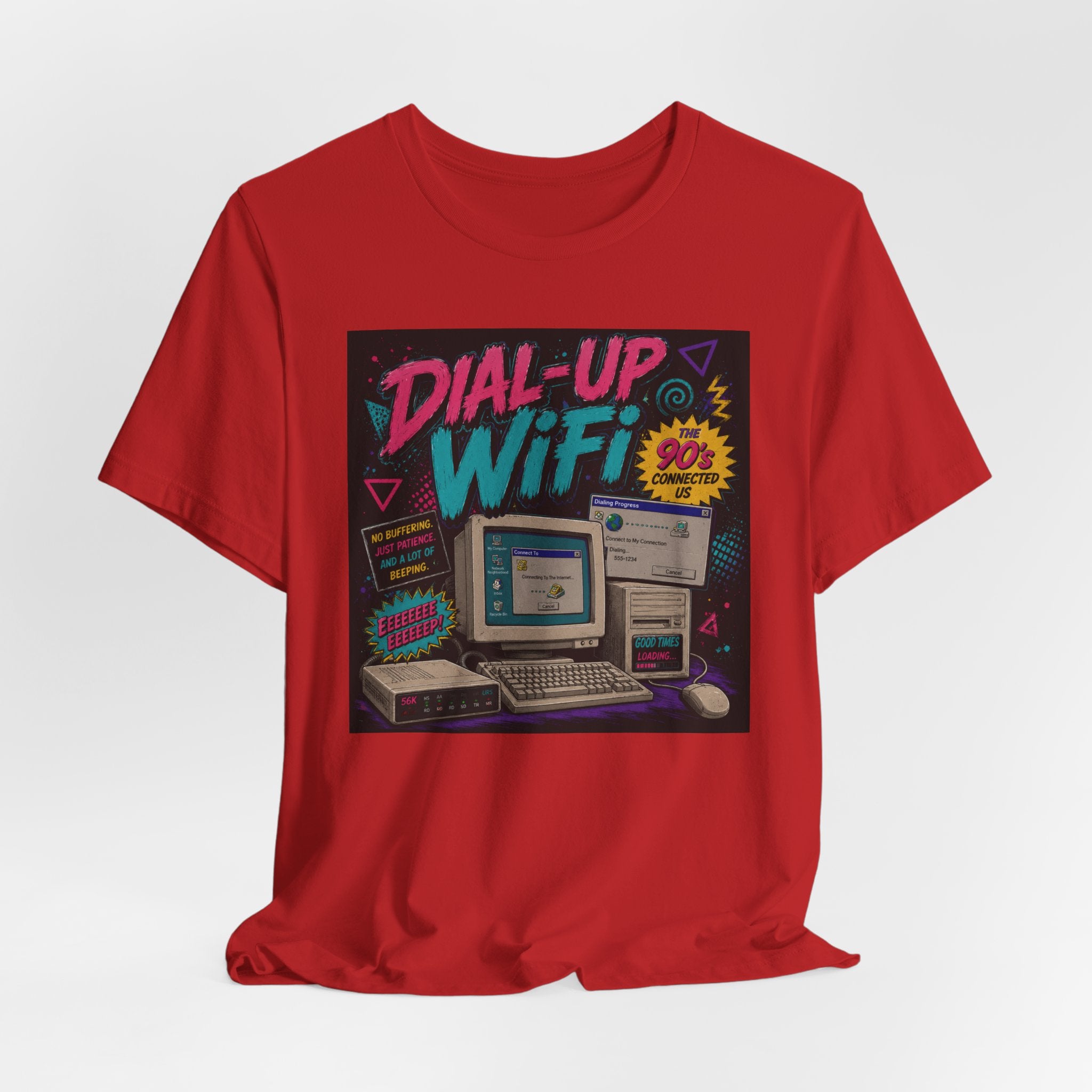 Retro Tech T‑Shirt — "Dial‑Up WiFi" 90s Computer Vintage Graphic Tee