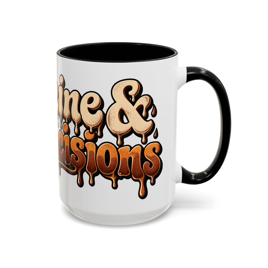 Coffee Mug — "Caffeine & Bad Decisions" Drippy Retro Accent Mug (11/15oz)