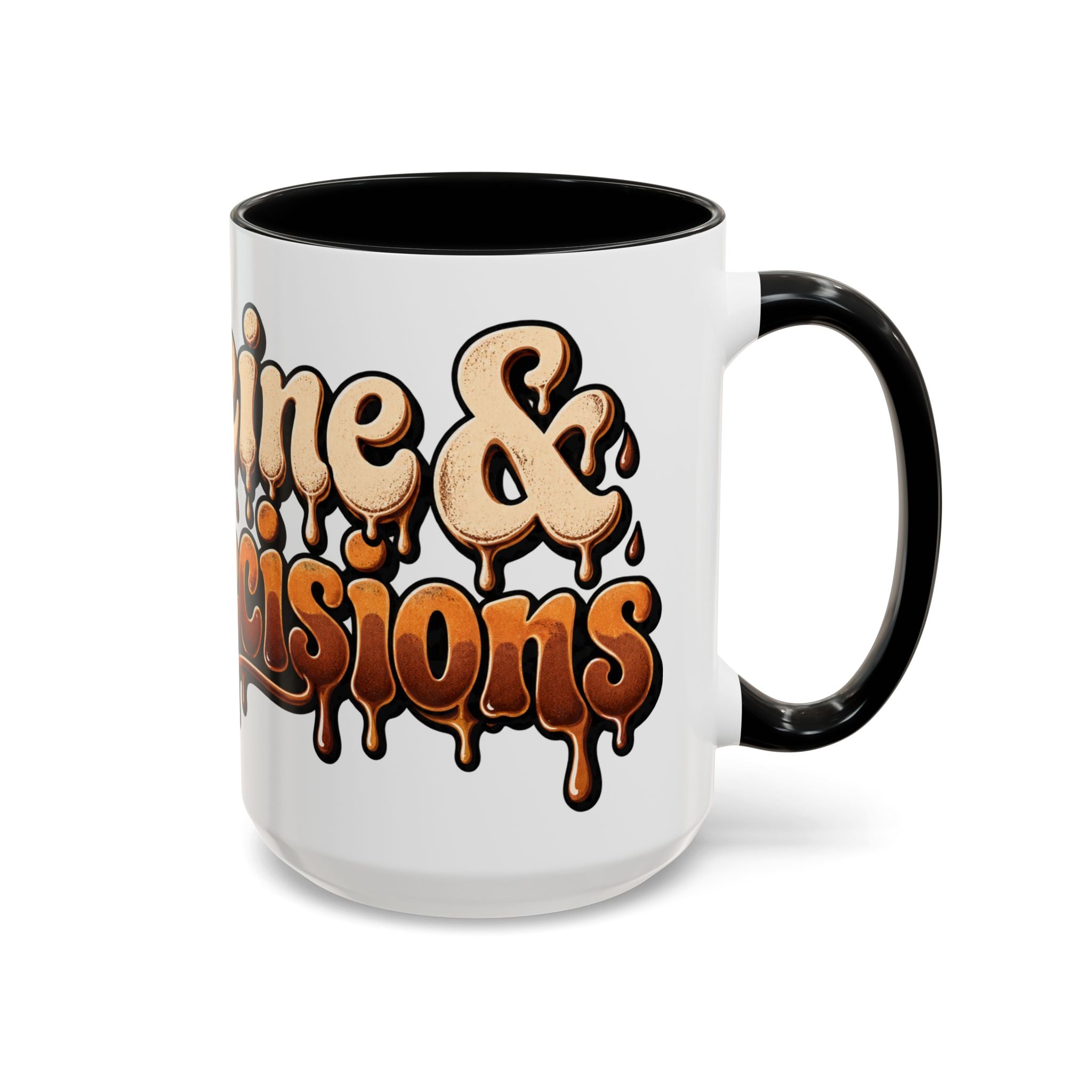 Coffee Mug — "Caffeine & Bad Decisions" Drippy Retro Accent Mug (11/15oz)