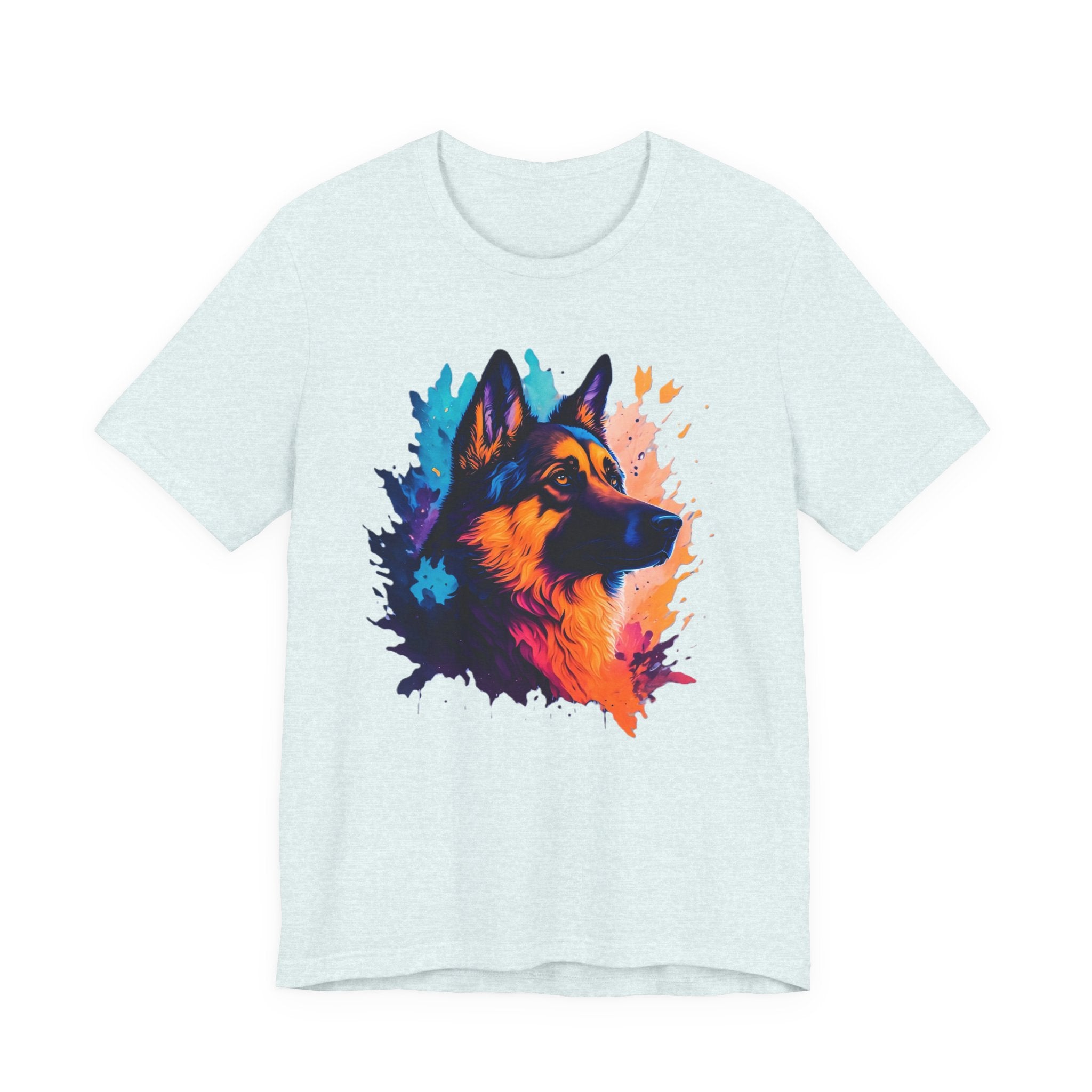 German Shepherd Splash Art Tee - Colorful Dog Portrait T-Shirt