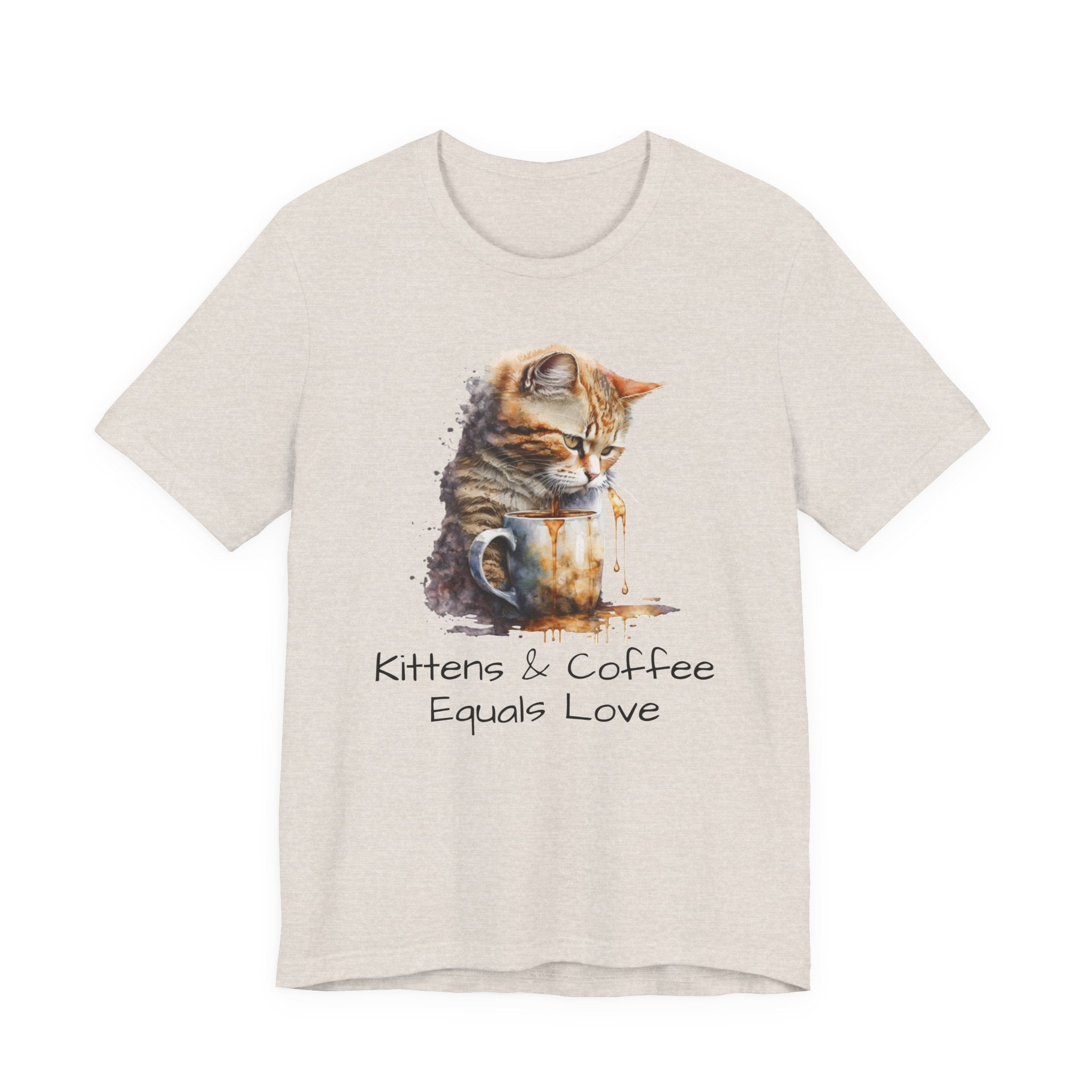 Cat & Coffee T-Shirt — "Kittens & Coffee Equals Love" Cute Cat Graphic Tee